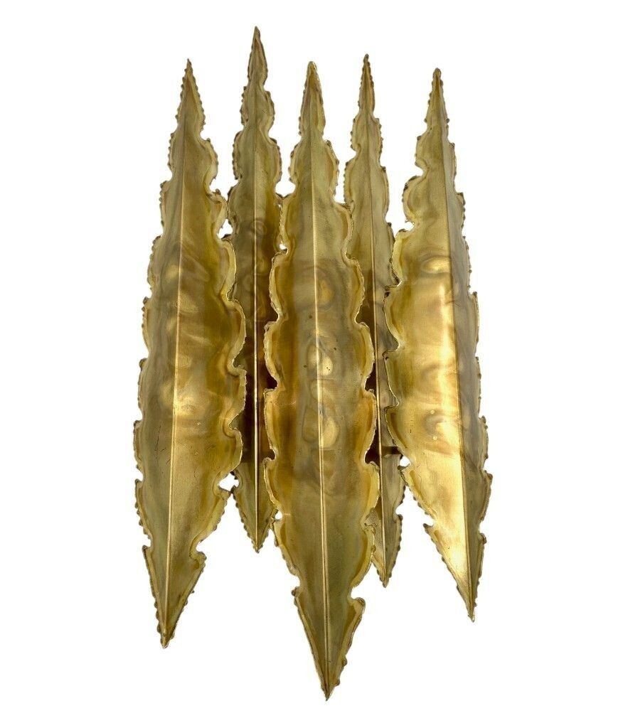 photo furniture A Pair Of Large 5 Frond 1960s Torch Cut Brass Wall Scocnes By Holm Sorensen