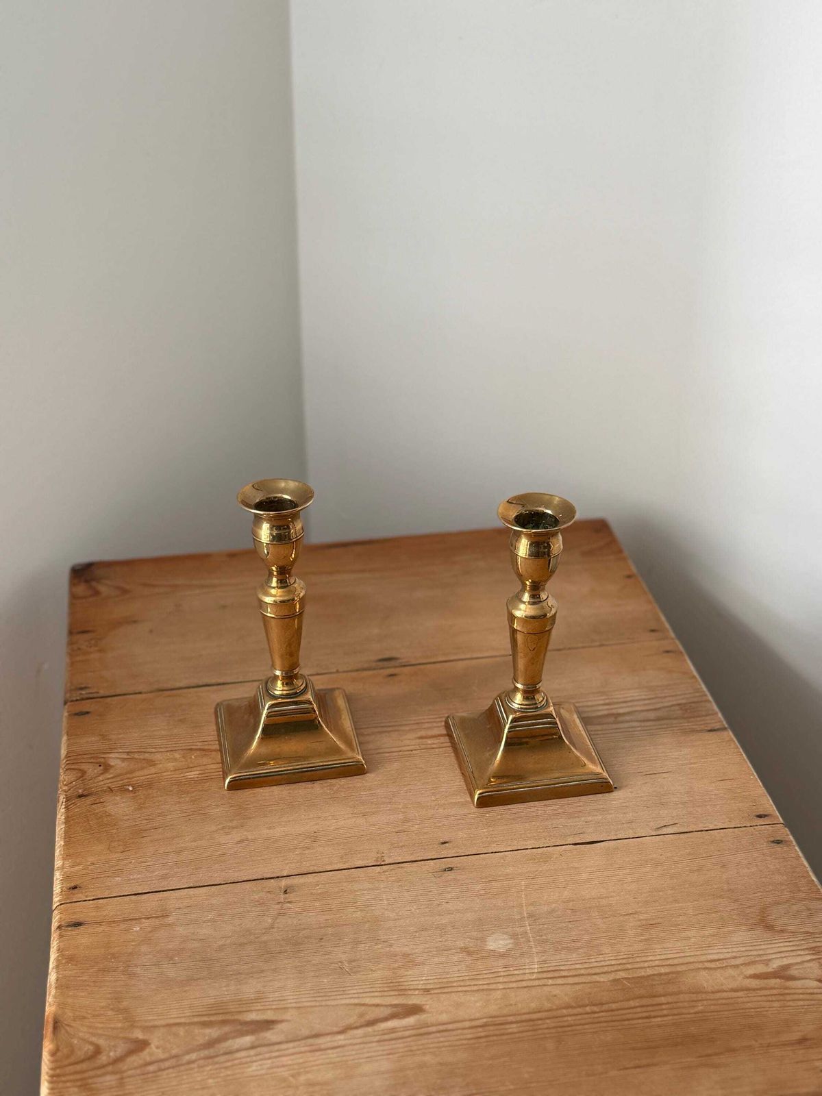 Antique Pair Of Brass Candle Holders photo Home Decor