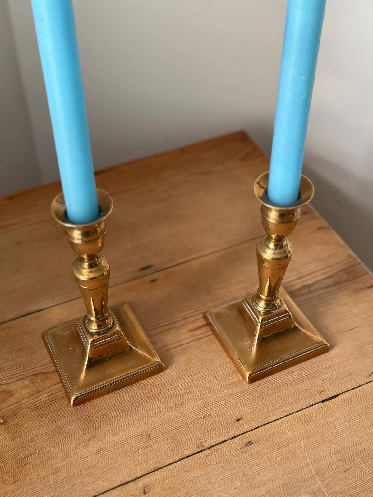 Antique Pair Of Brass Candle Holders photo buy