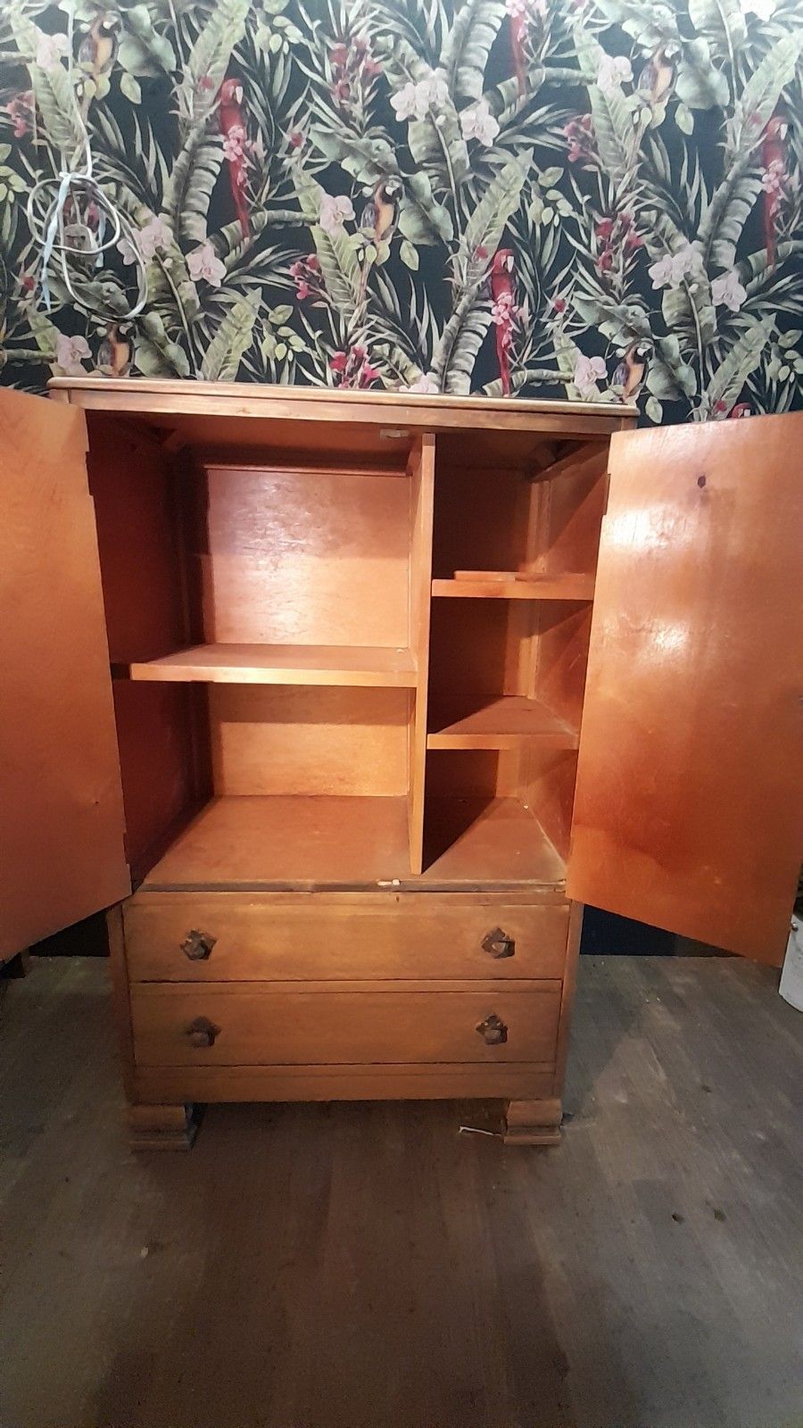 Furniture Art Deco Oak Tallboy With 2 Doors ,2 Drawers  And Original Handles photo