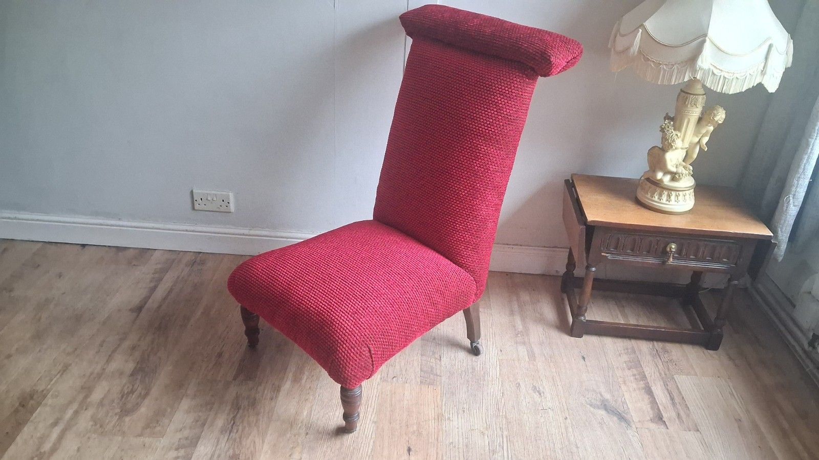 Newly Upholstered Original 19th Century Prayer Chair,Bedroom /Hall/Landing Chair