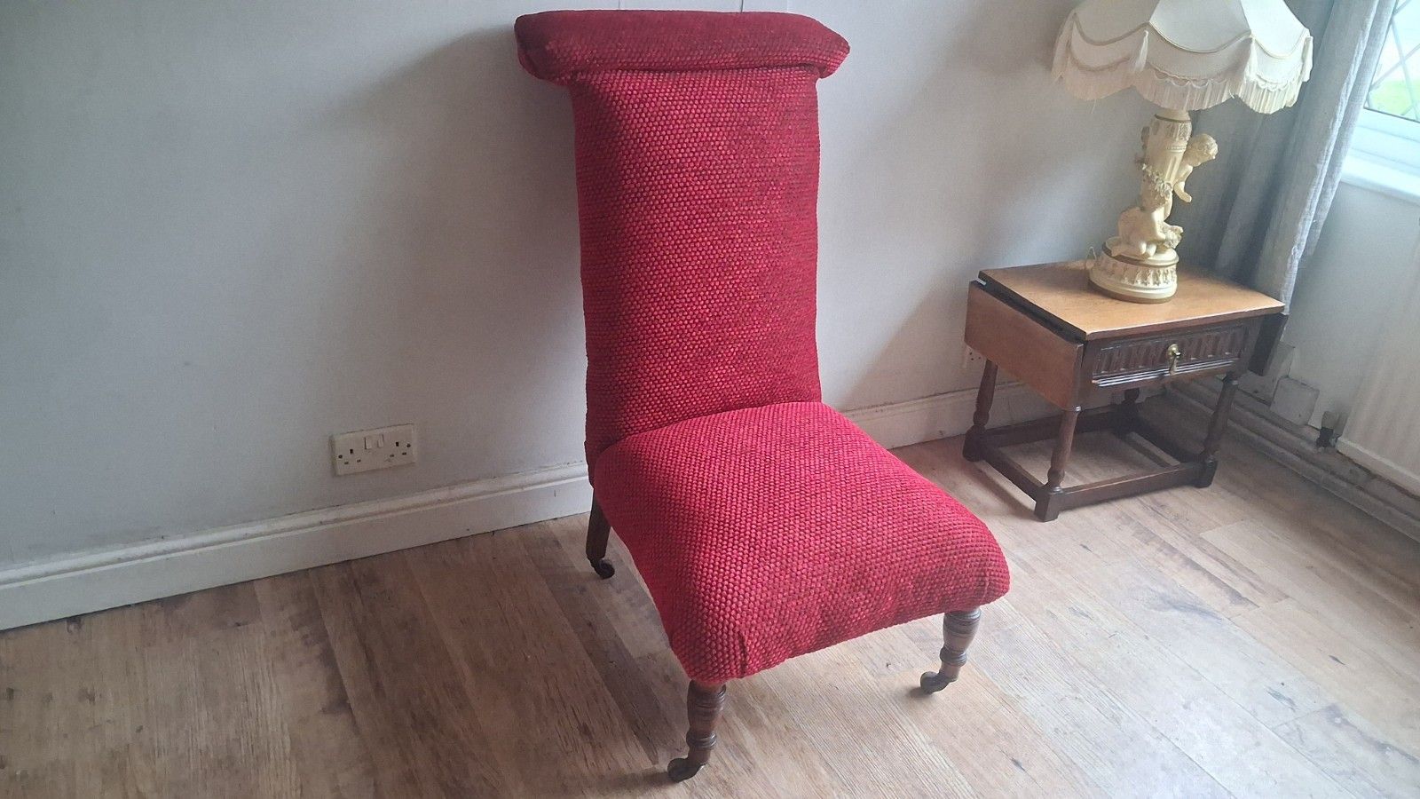 Newly Upholstered Original 19th Century Prayer Chair,Bedroom /Hall/Landing Chair photo vintage