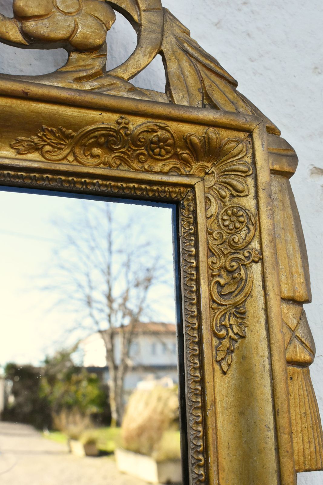 French Gilt Wood Wall Mirror Louis XVI Style, Directoire Period photo vinterior