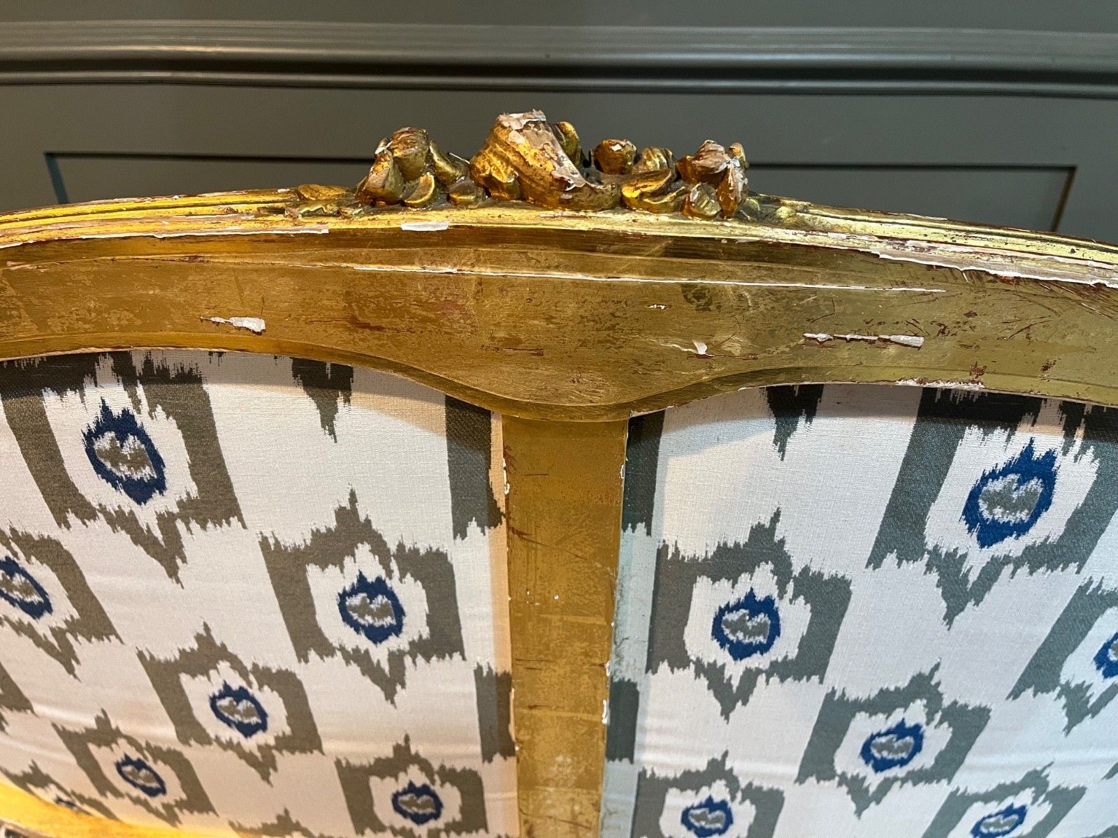 Antique French Sofa In Gilded & Carved Wood Louis XV Style photo for sale