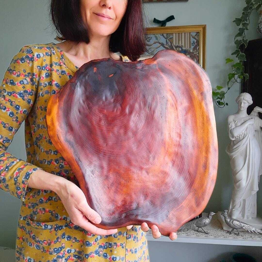 Very Large Organic Red Wooden Tray Wall Hanging Table Centrepiece photo furniture