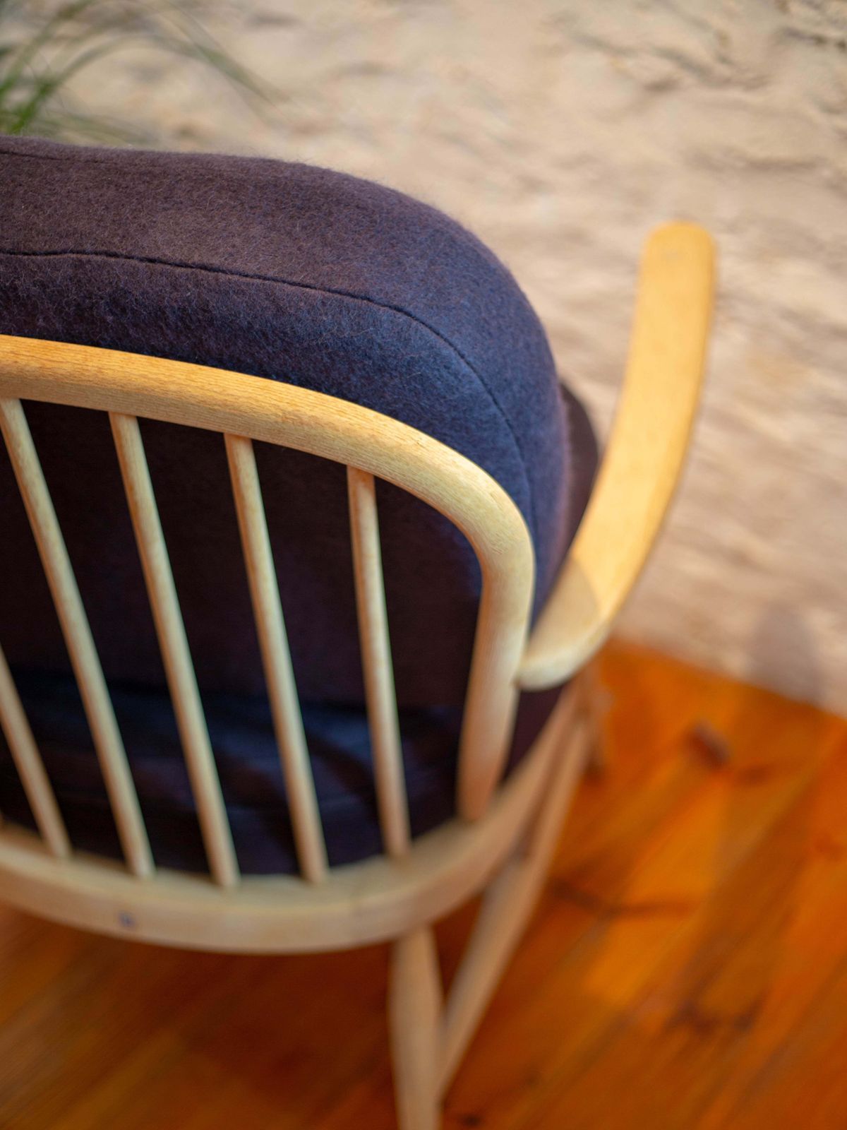 Vintage Ercol Windsor 334 Armchair Fully Restored With Hand Dyed Dark 'Ish' Grey Wool Covers photo vinterior