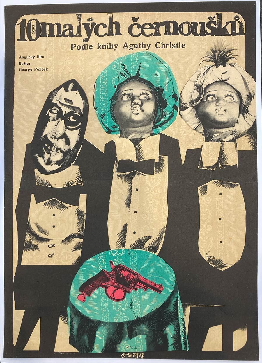 Original Film Poster, Ten Little Indians, Karel Teissig, 1968, Genuine Czech Vintage Print