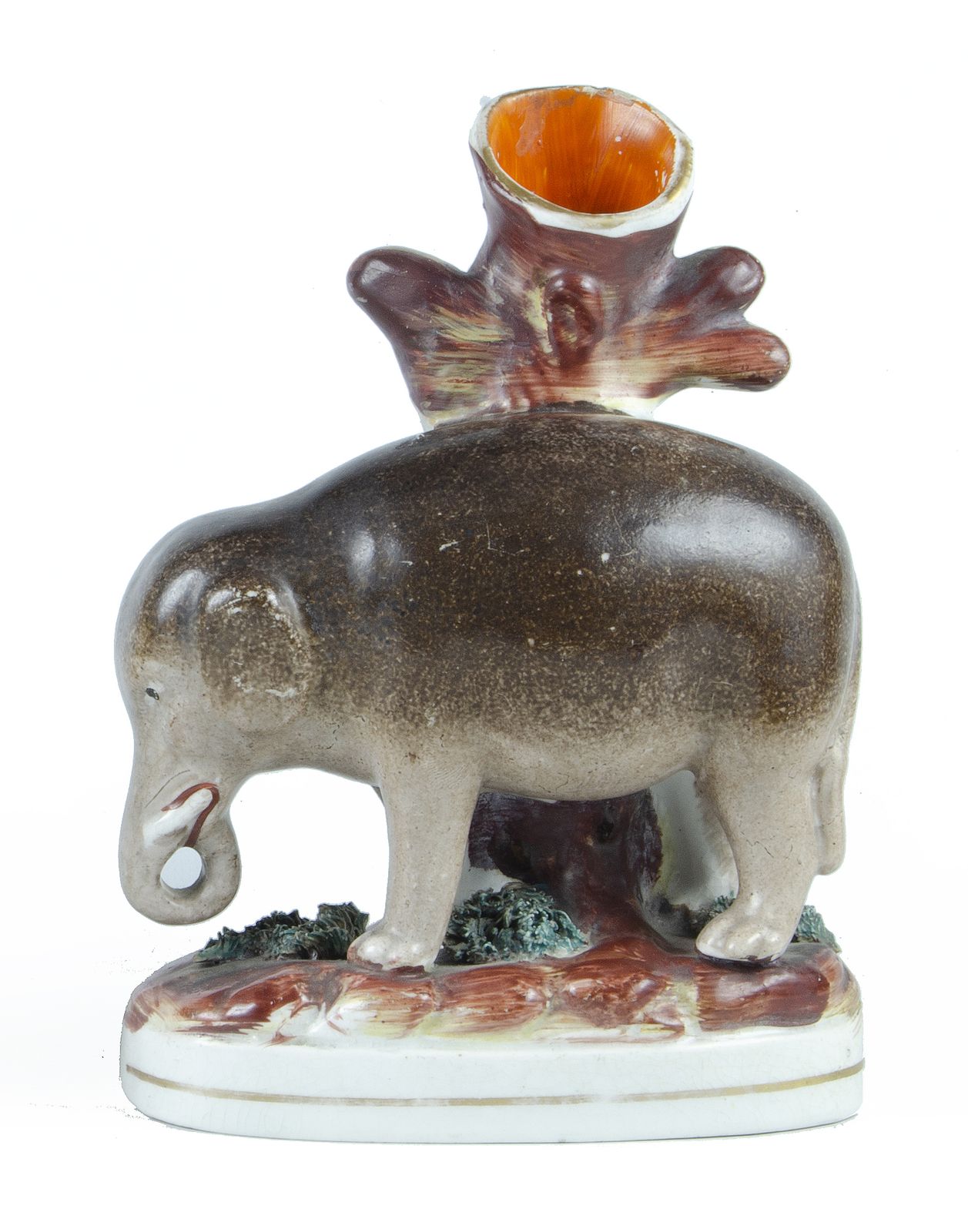 Pair Of Late 19th Century Victorian Staffordshire Earthenware Elephant Sculptures/Spill Vases, England photo Art