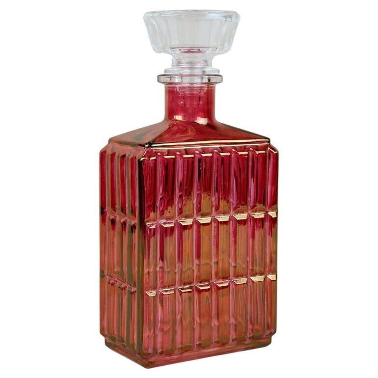 20th Century Art Deco Glass Decanter Or Liquor Bottle, Austria Ca. 1930 photo Home Decor