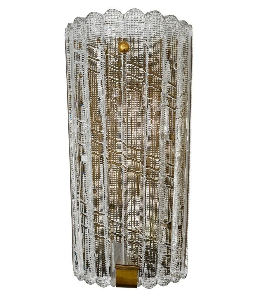 A Large Pair Of Swedish 1960s Orrefors Glass And Brass Wall Sconces By Carl Fagerlund photo Lighting