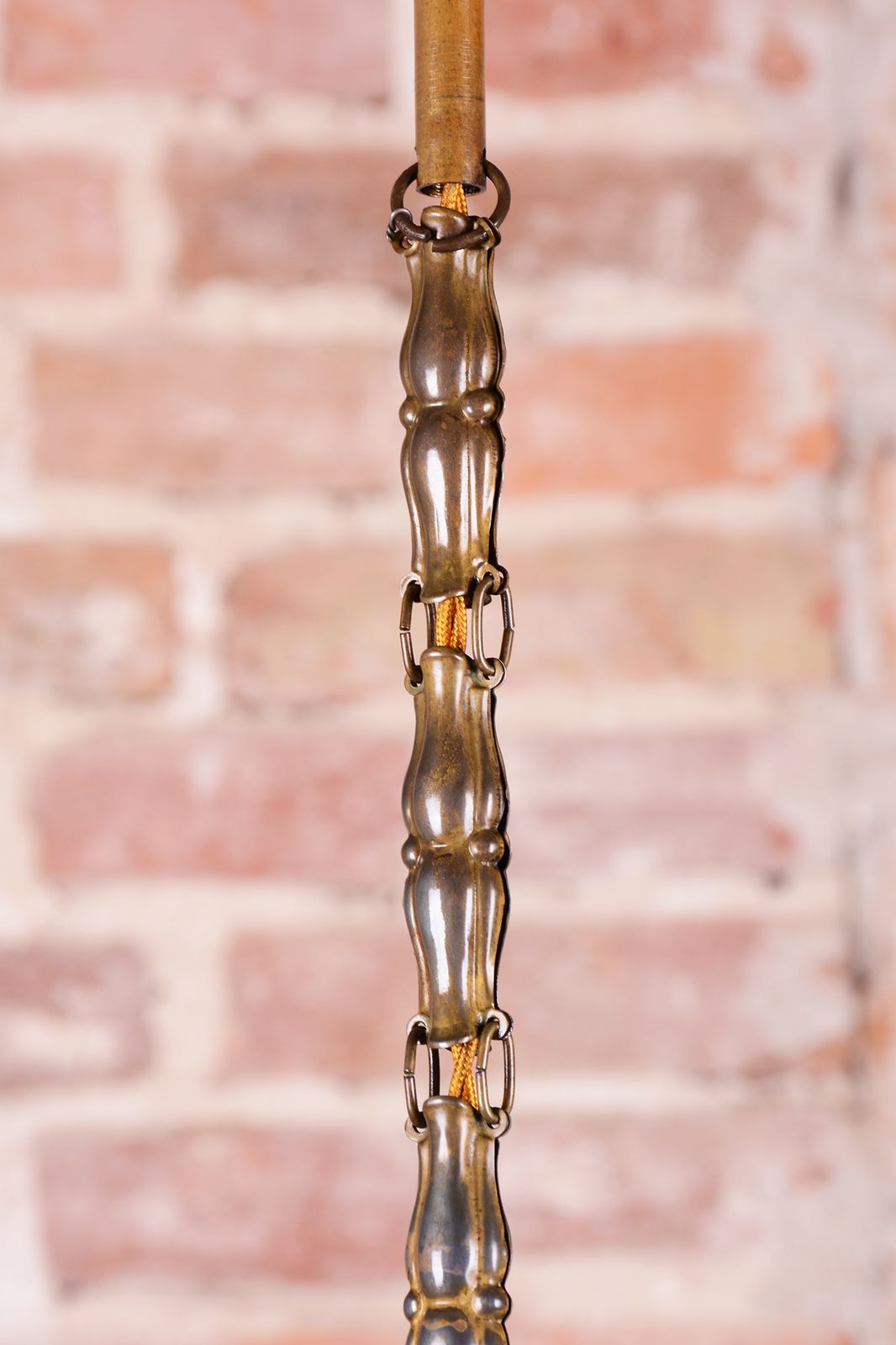 Restored Art Deco Dissociative Chandelier, Brass, Opaline Glass, Czech, 1920s photo 550.0
