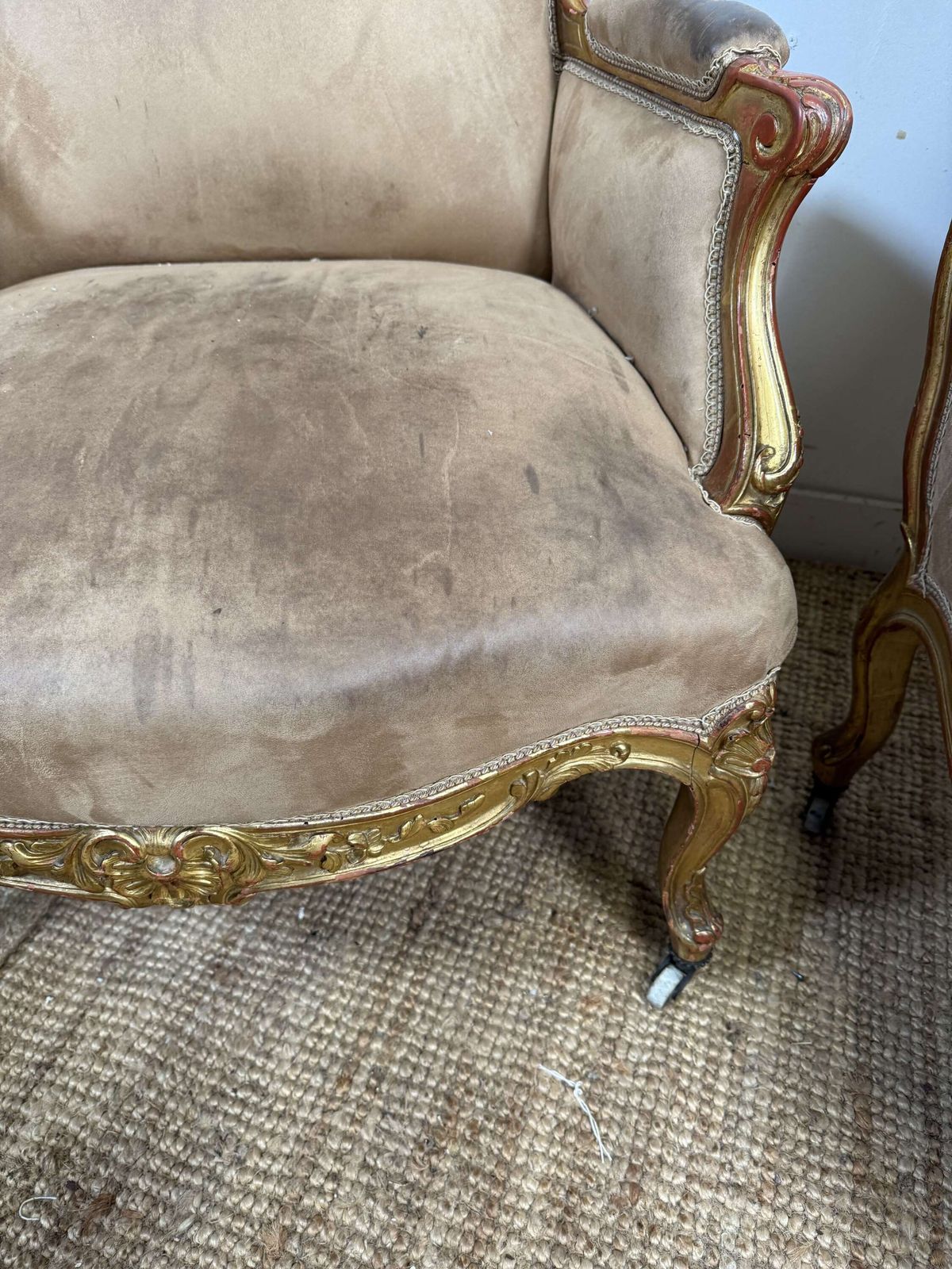 Pair Of Napoleon III Gilded Armchairs photo vintage