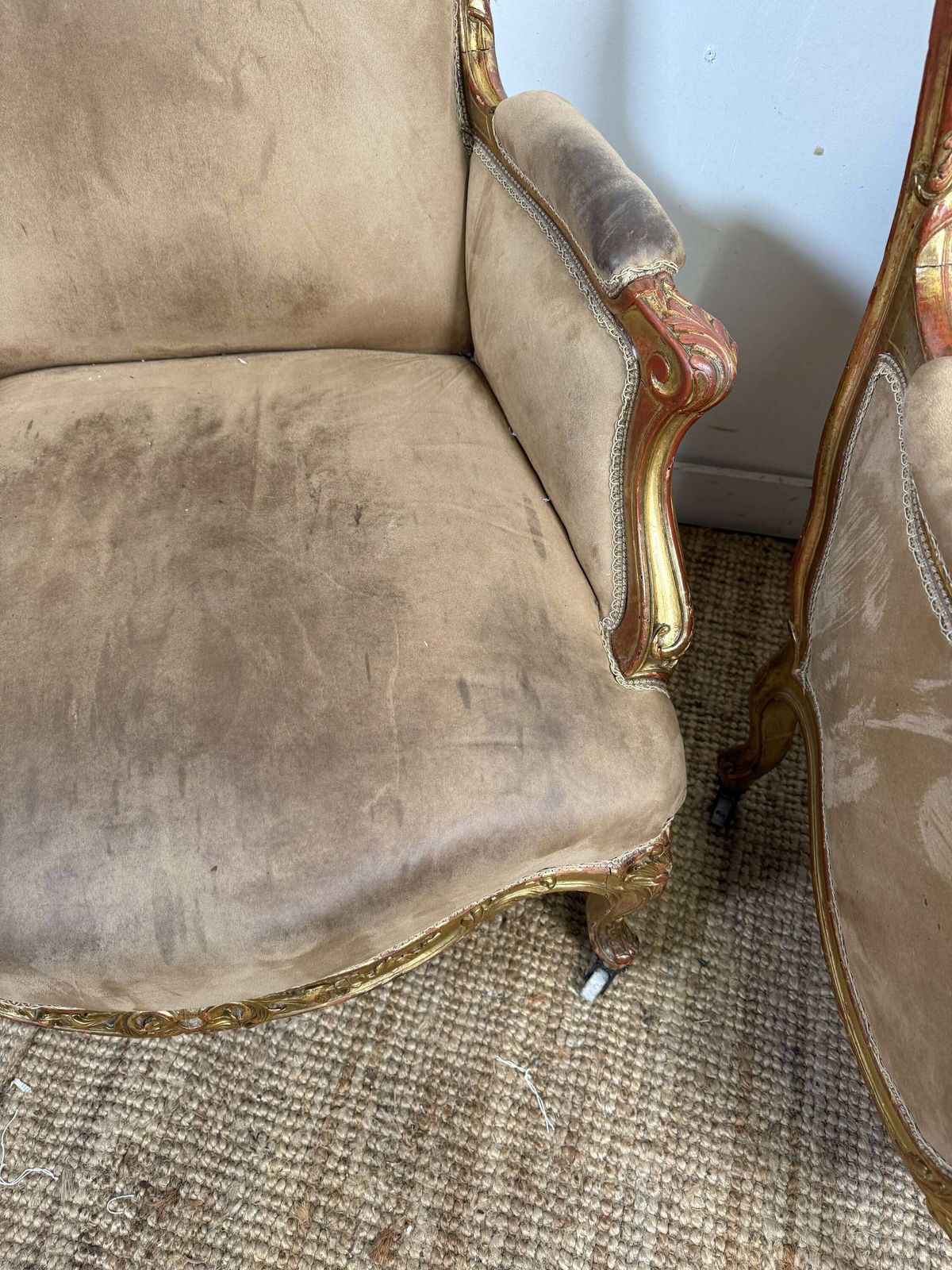 photo furniture Pair Of Napoleon III Gilded Armchairs