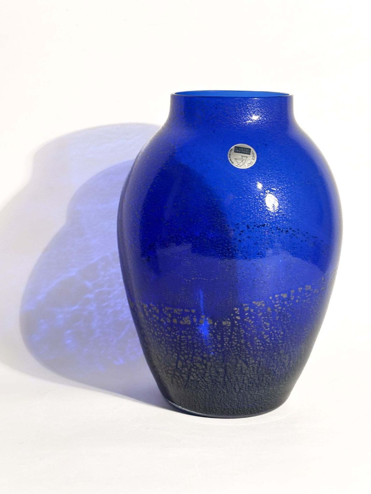 Blue Murano Glass Vase With Silver Inserts, Il Vetro Dei Dogi, 1980s photo furniture