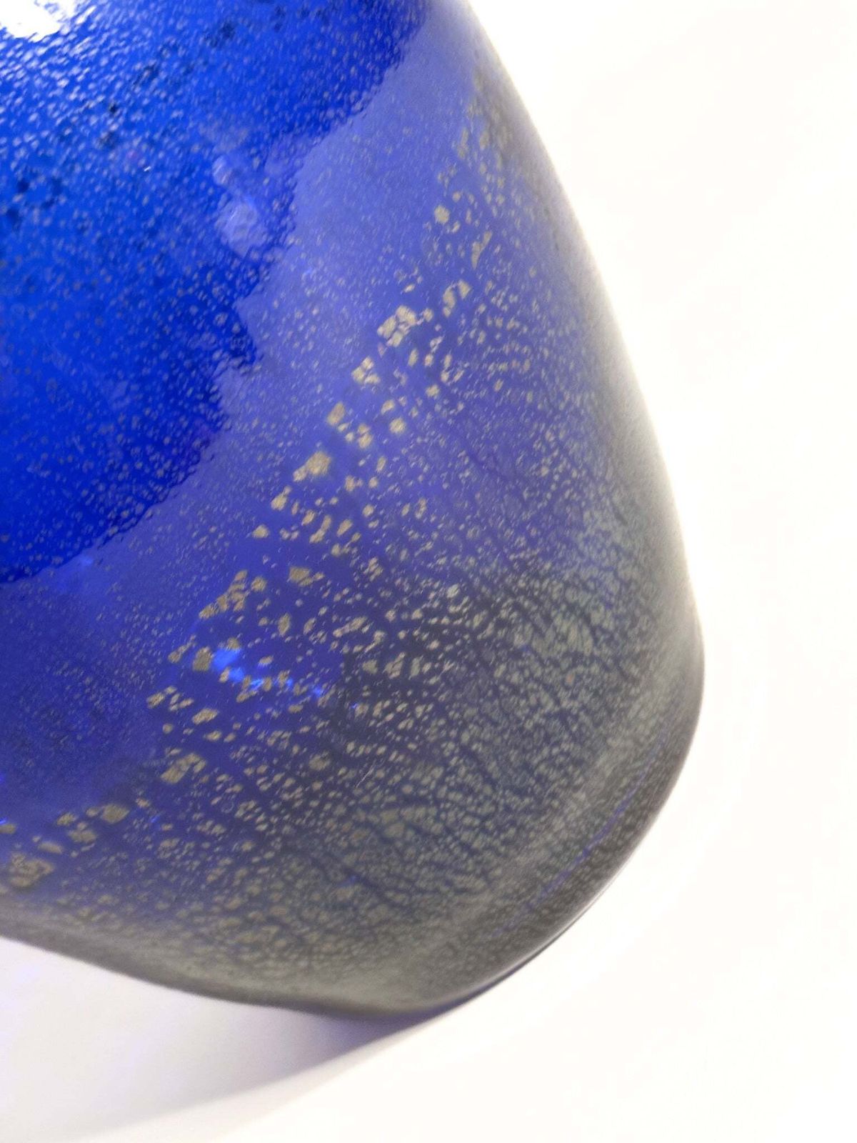 Blue Murano Glass Vase With Silver Inserts, Il Vetro Dei Dogi, 1980s photo vintage