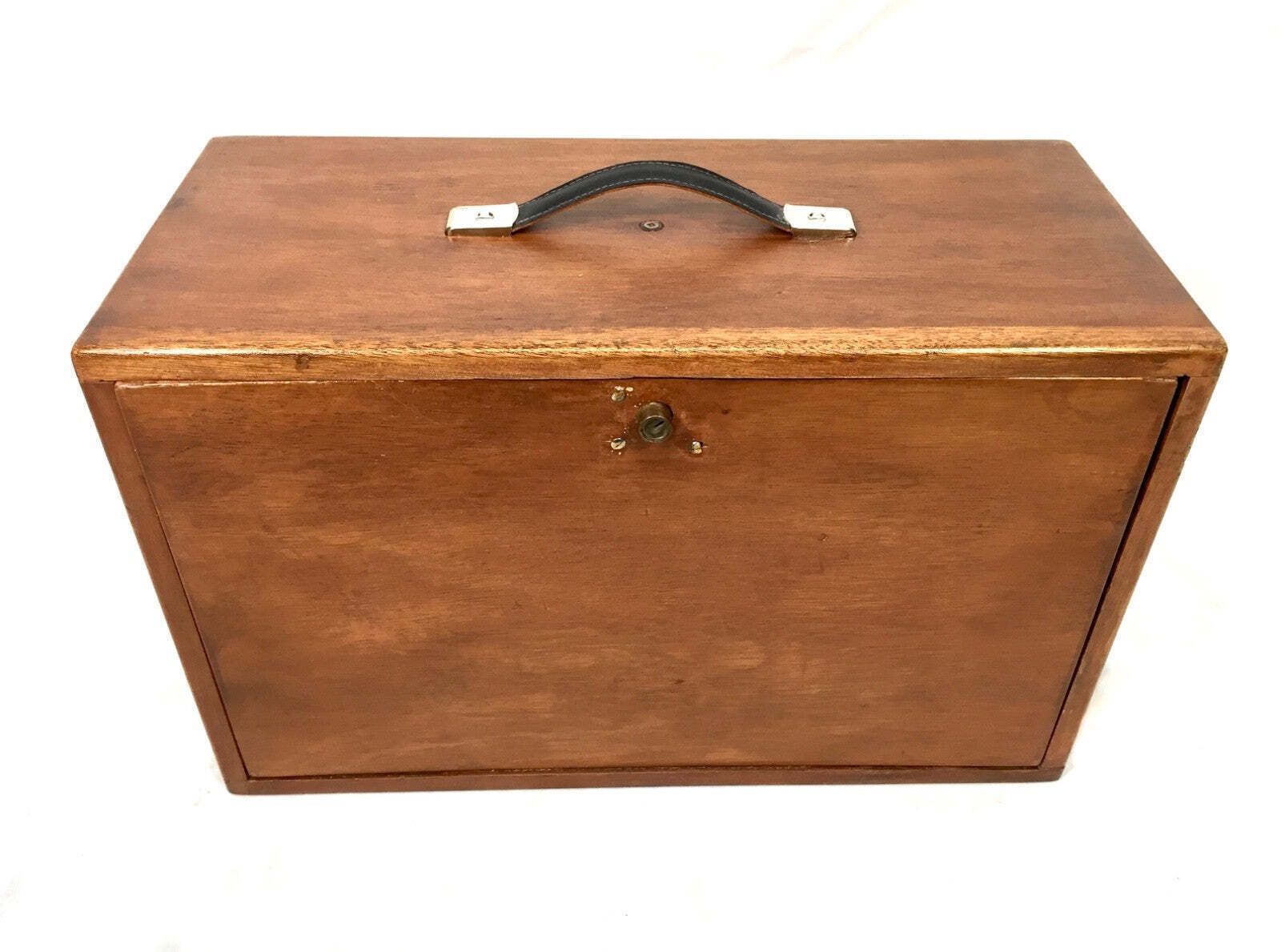 Antique Wooden Large Engineers Toolbox / Tool Box Collectors Cabinet C.1950 photo furniture