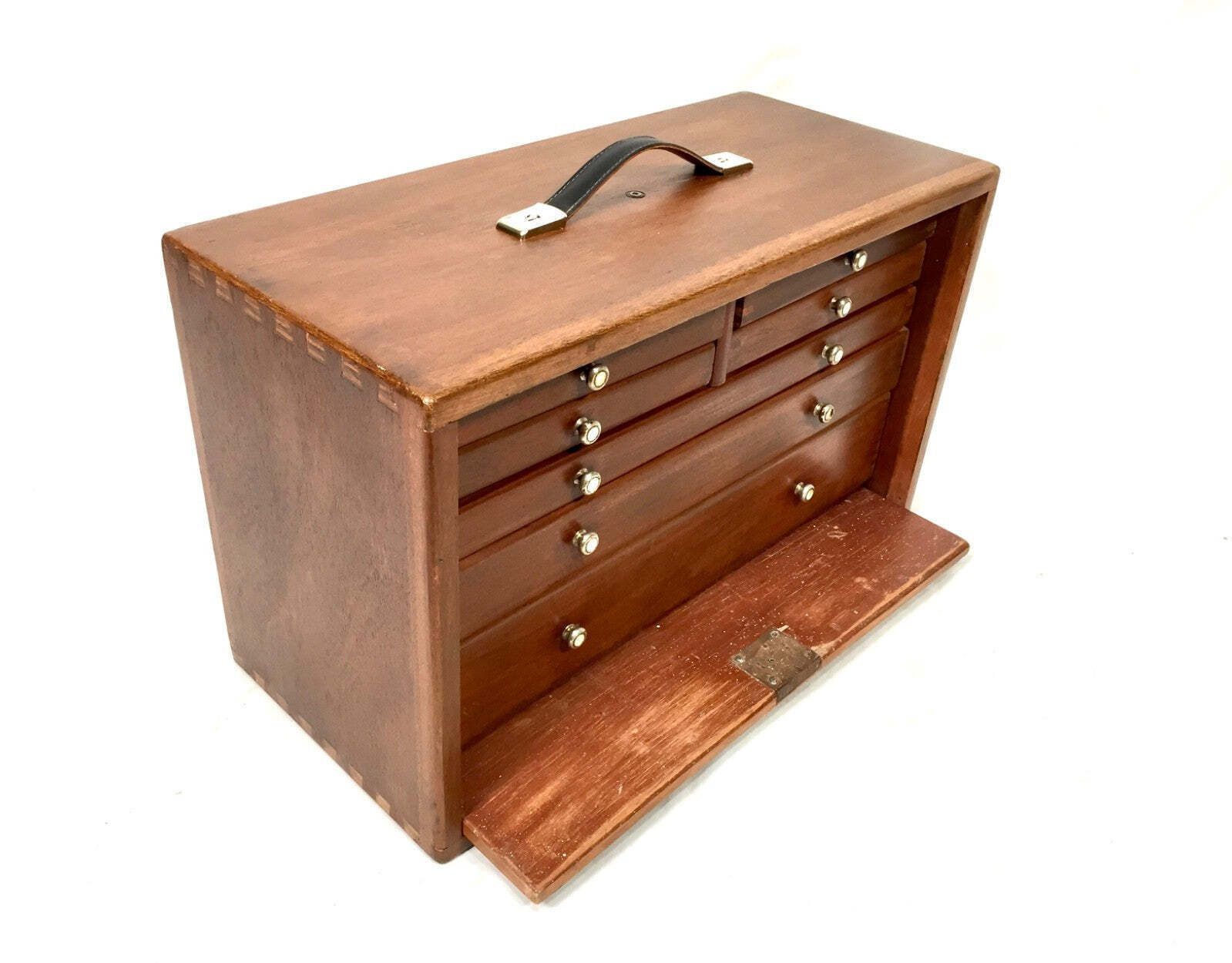 Antique Wooden Large Engineers Toolbox / Tool Box Collectors Cabinet C.1950 photo 239.0