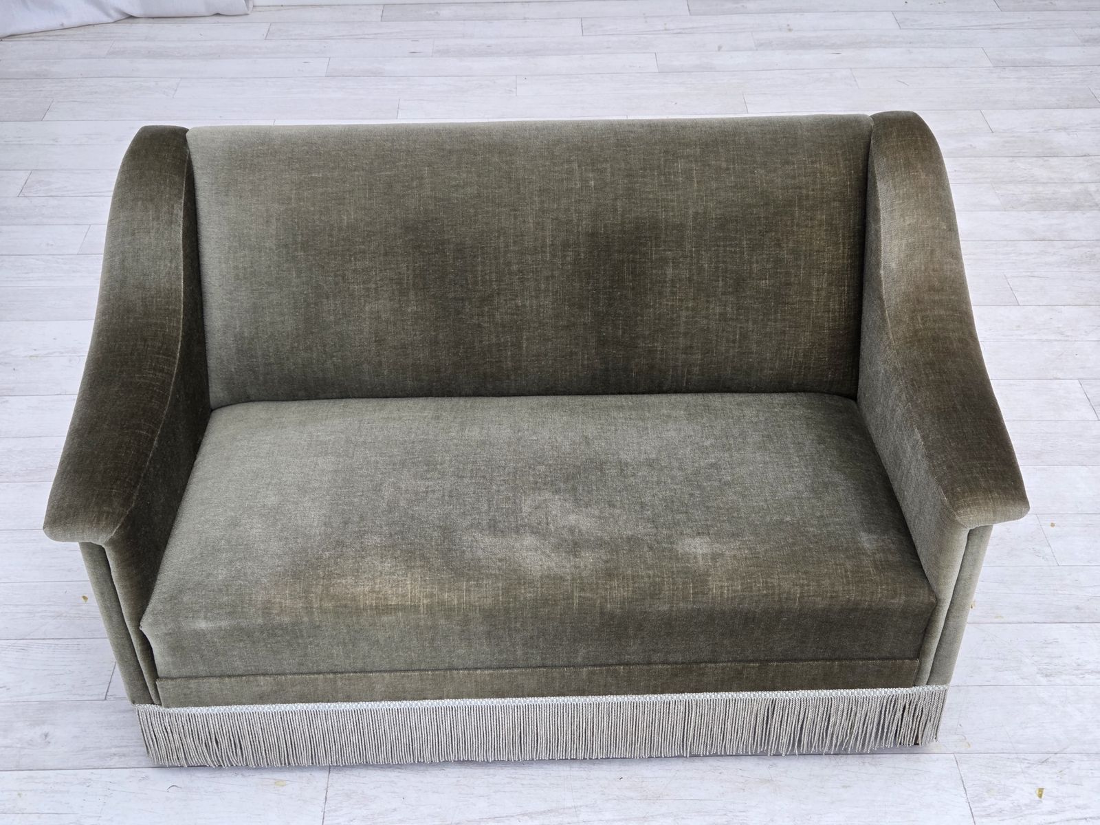 1970s, Danish 2 Seater Sofa, Green Furniture Velour, Beech Wood. photo buy