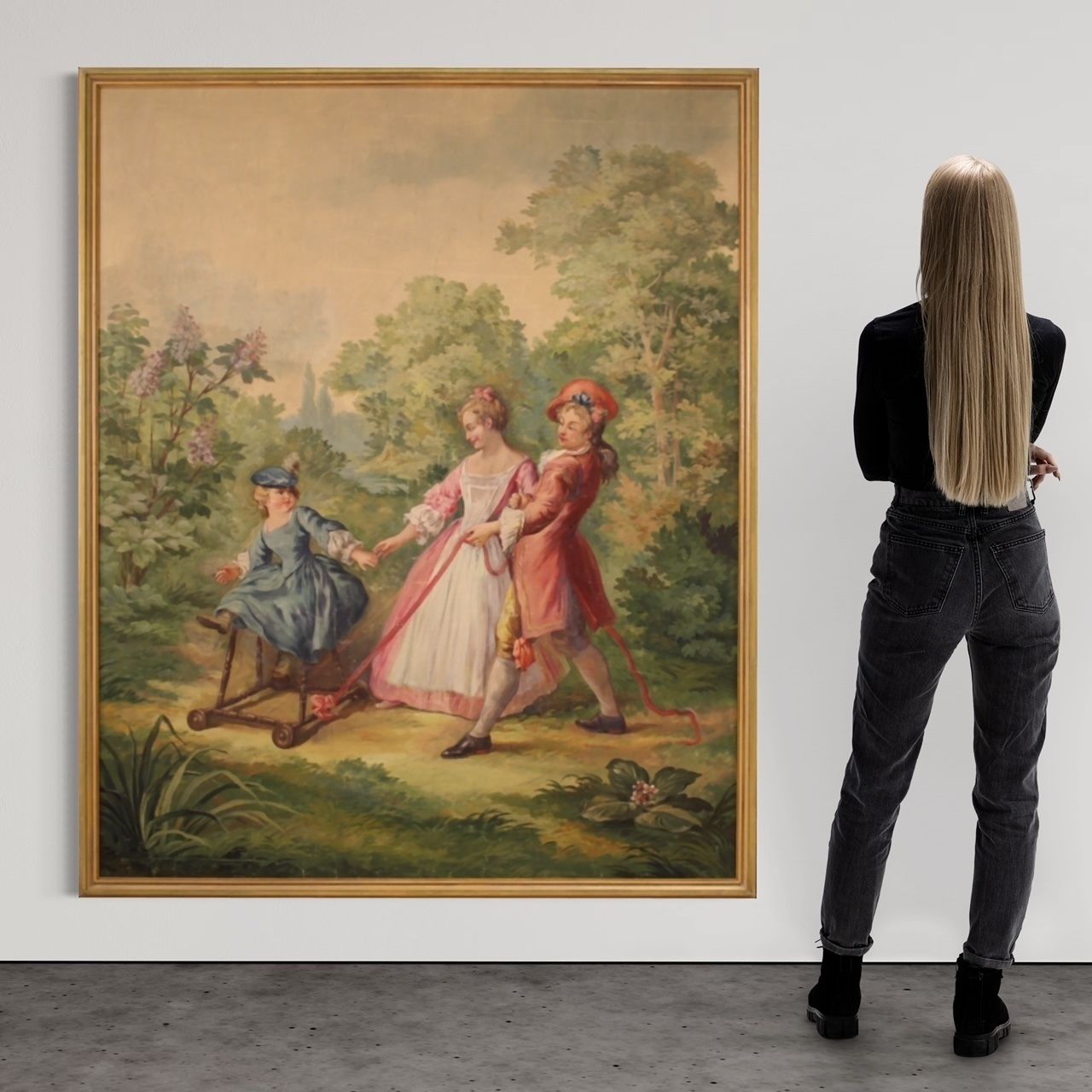 2600.0 Italian Painting Romantic Scene From 20th Century photo