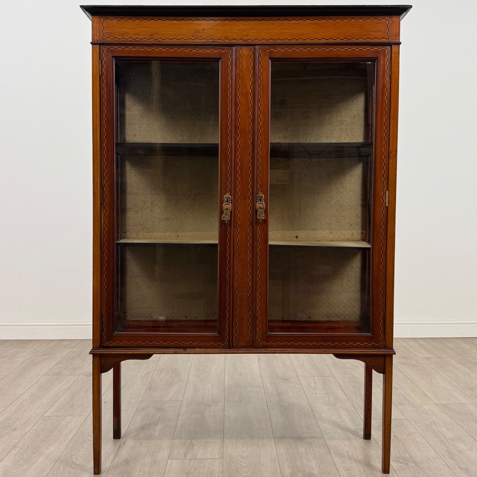 Antique 20th Century Inlaid Display Cabinet In Mahogany photo furniture