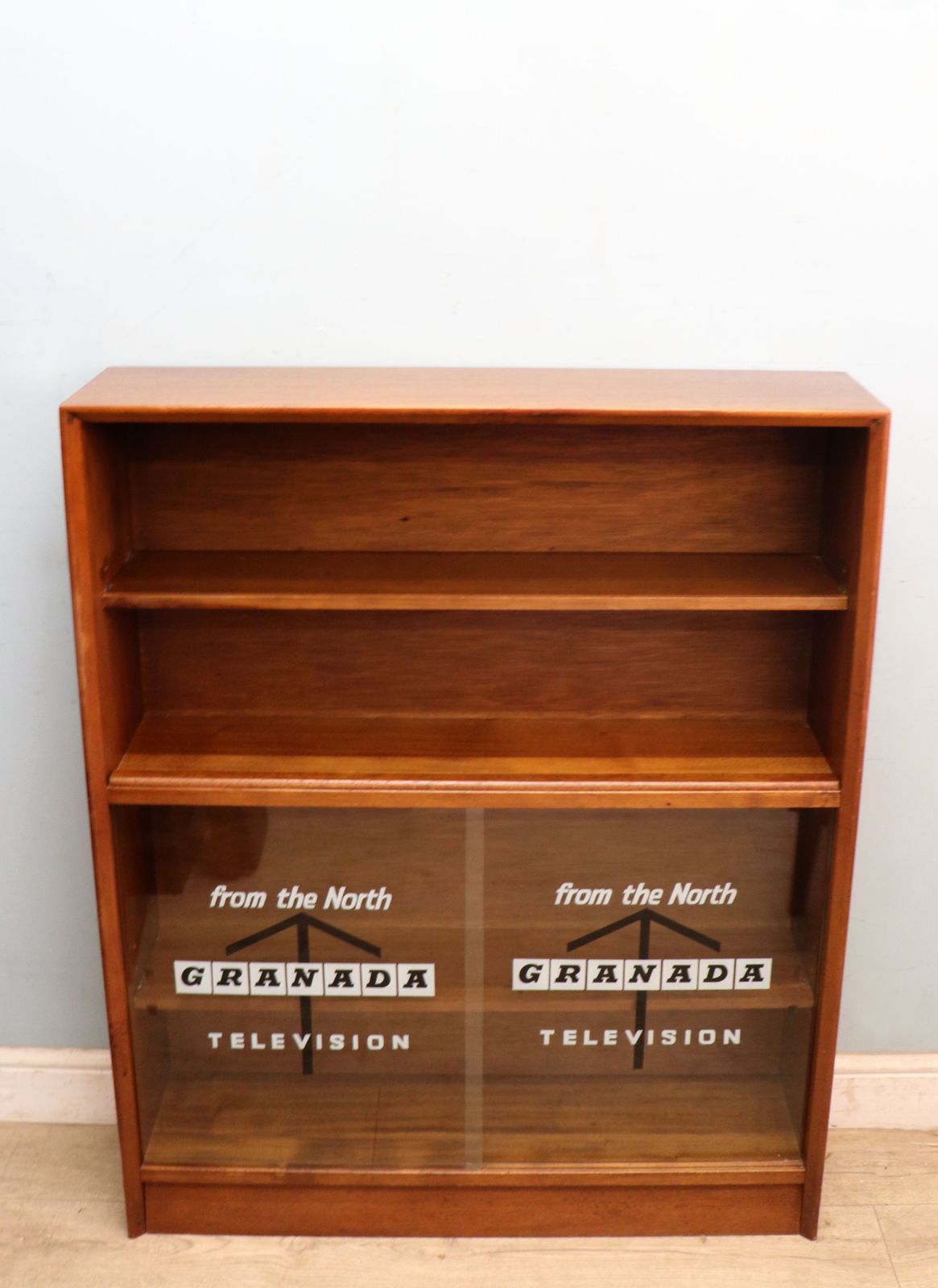 This Retro Teak Bookcase Cabinet By Herbert Gibbs,  Later Sign Written For Granada Television. photo furniture