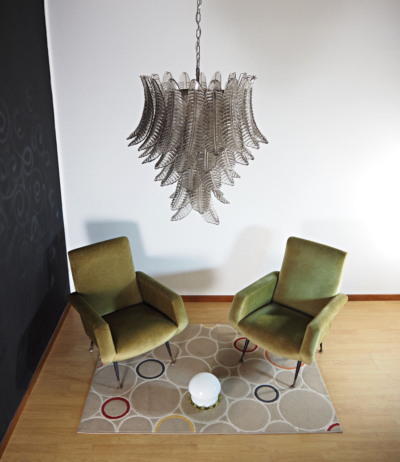 Huge Italian Murano Six Tier Smoked Felci Glass Chandelier photo for sale