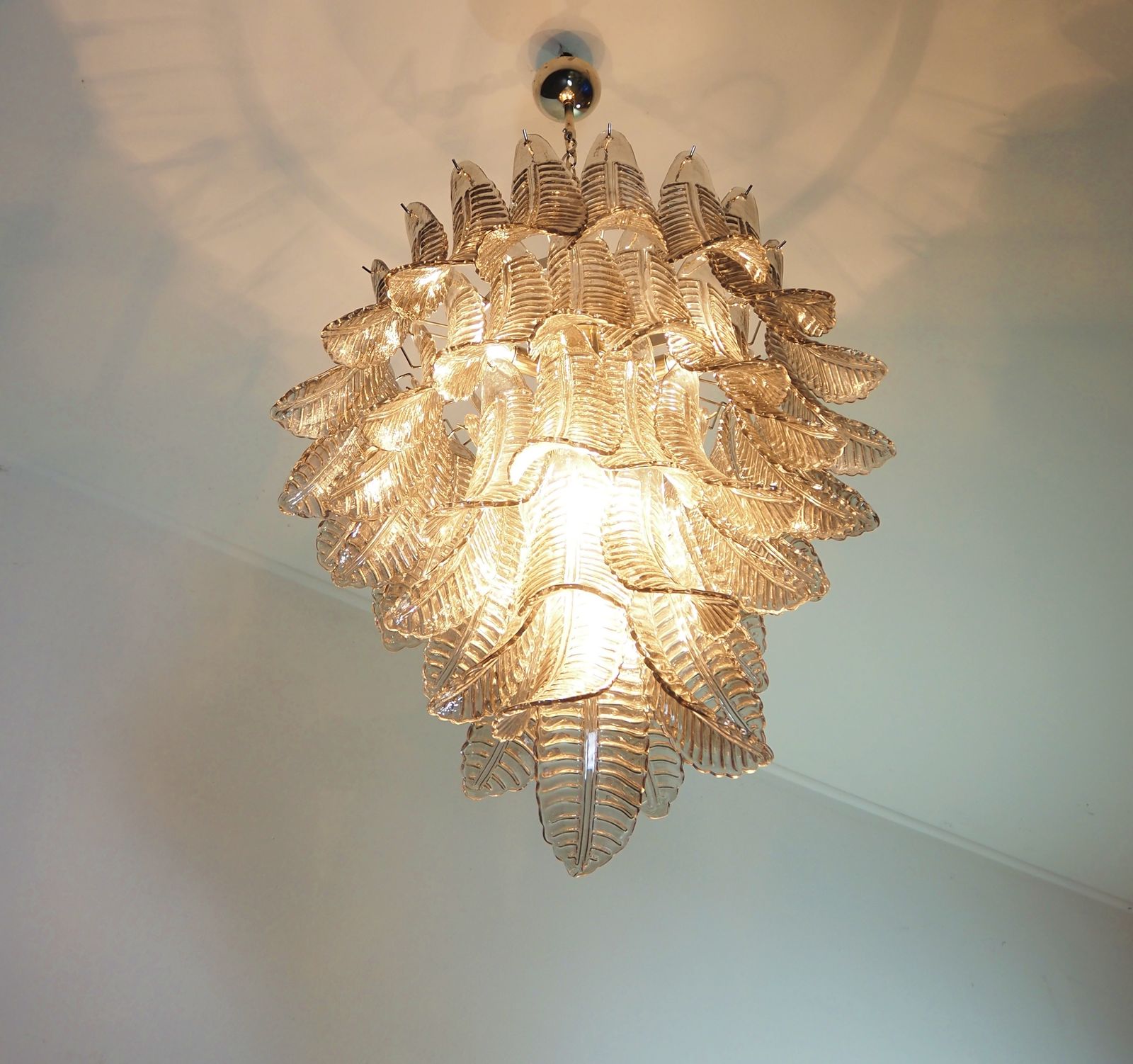 Huge Italian Murano Six Tier Smoked Felci Glass Chandelier photo vintage