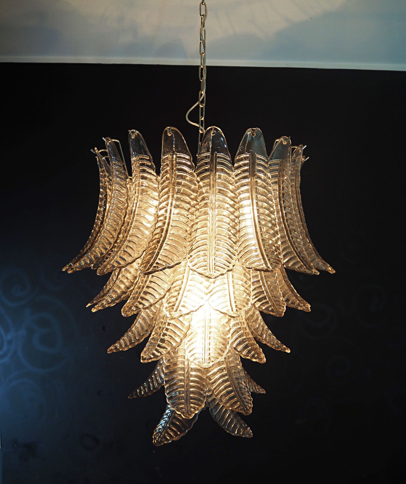 Lighting Huge Italian Murano Six Tier Smoked Felci Glass Chandelier photo