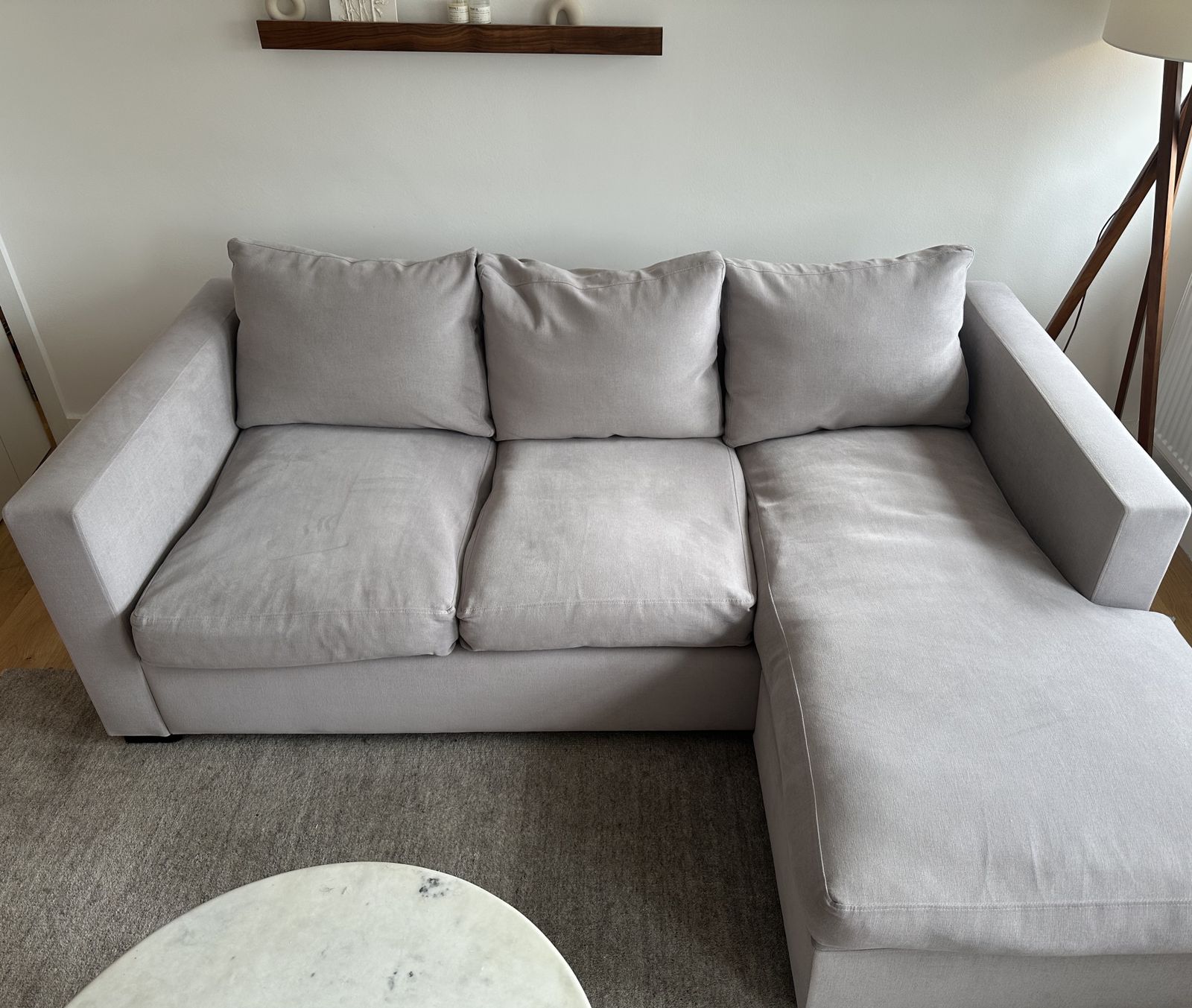Raft Manhattan 4 Seater Chaise Sofa – Silver Performance Fabric, Reversible Chaise, 227cm Sleeping Length (Photo Included)
