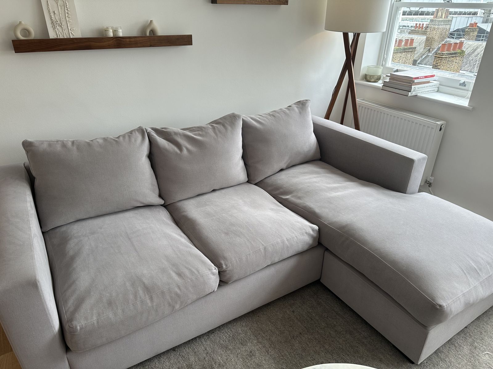 photo for sale Raft Manhattan 4 Seater Chaise Sofa – Silver Performance Fabric, Reversible Chaise, 227cm Sleeping Length (Photo Included)