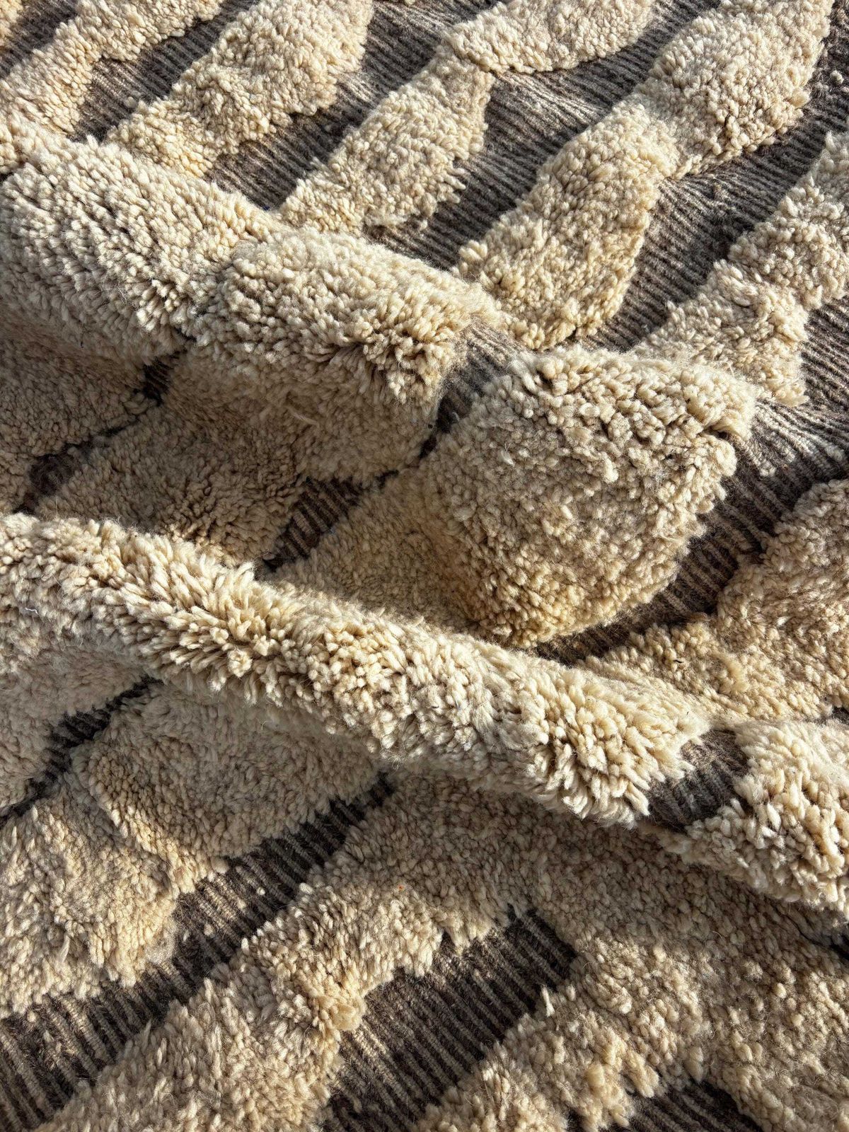 Modern Moroccan Rug Handmade Wool – Shaggy Berber Area Rug 220x300 Cm, Contemporary Boho Living Room Decor photo 1216.0