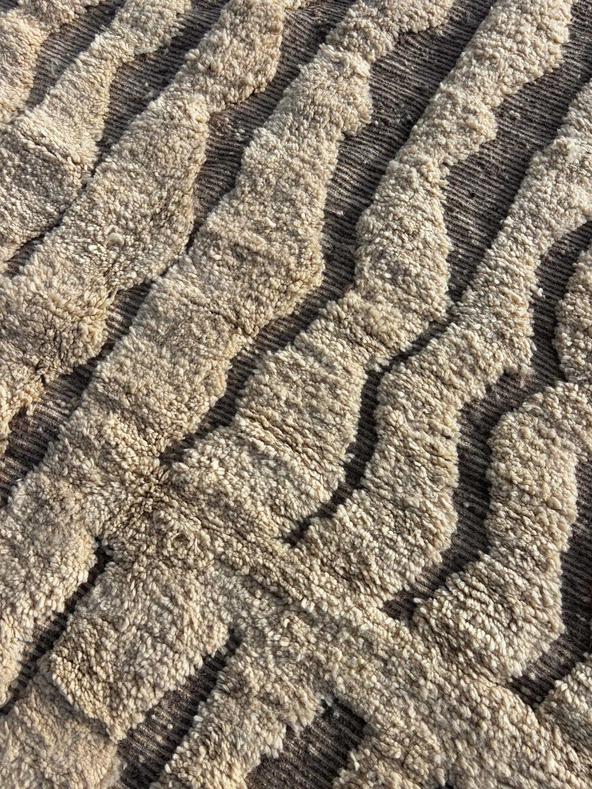 Textiles Modern Moroccan Rug Handmade Wool – Shaggy Berber Area Rug 220x300 Cm, Contemporary Boho Living Room Decor photo