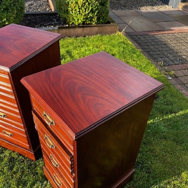 975.0 A Pair Of Late Victorian Period Mahogany Bedside Chests. photo