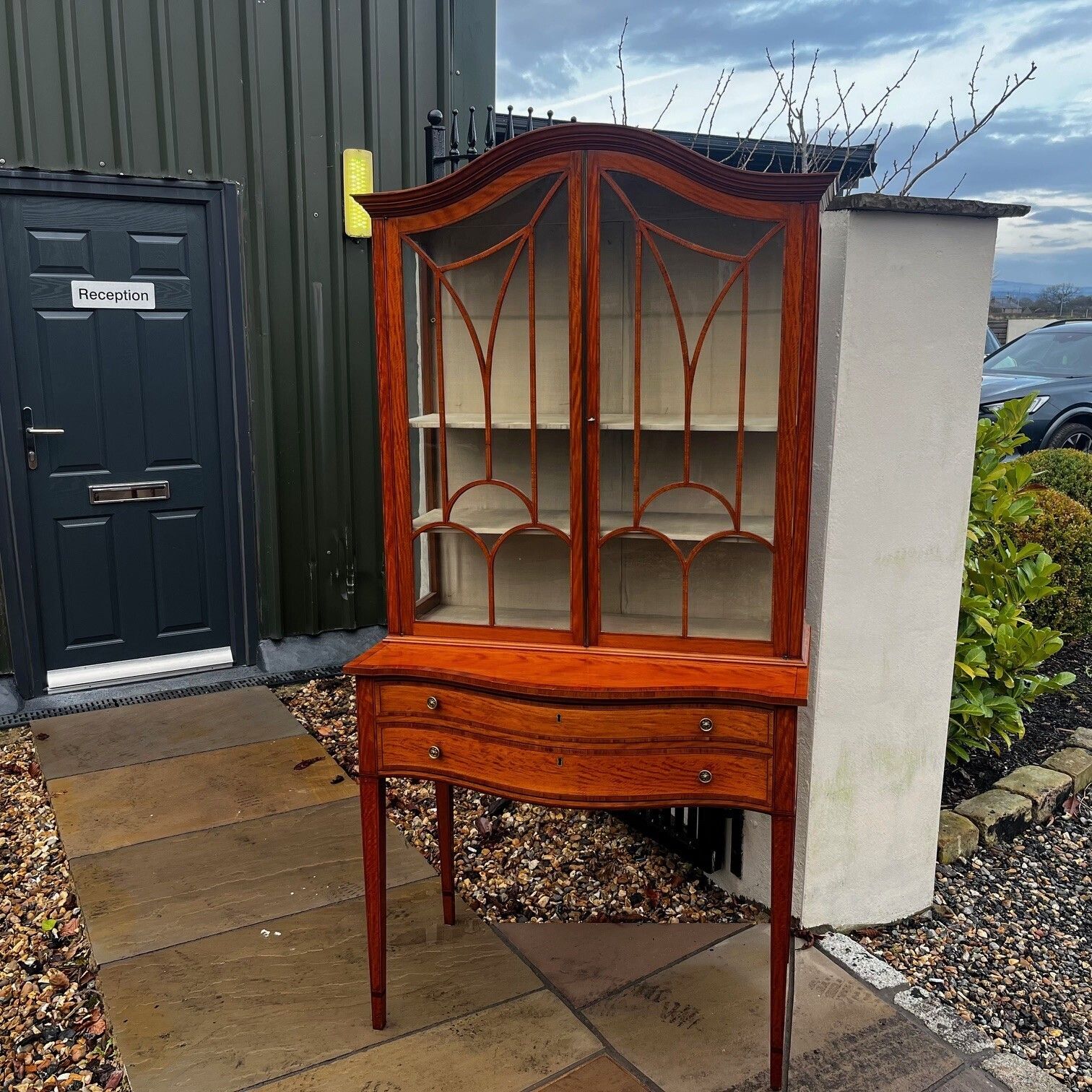 A Beautiful Sheraton Revival Satinwood Display Cabinet.