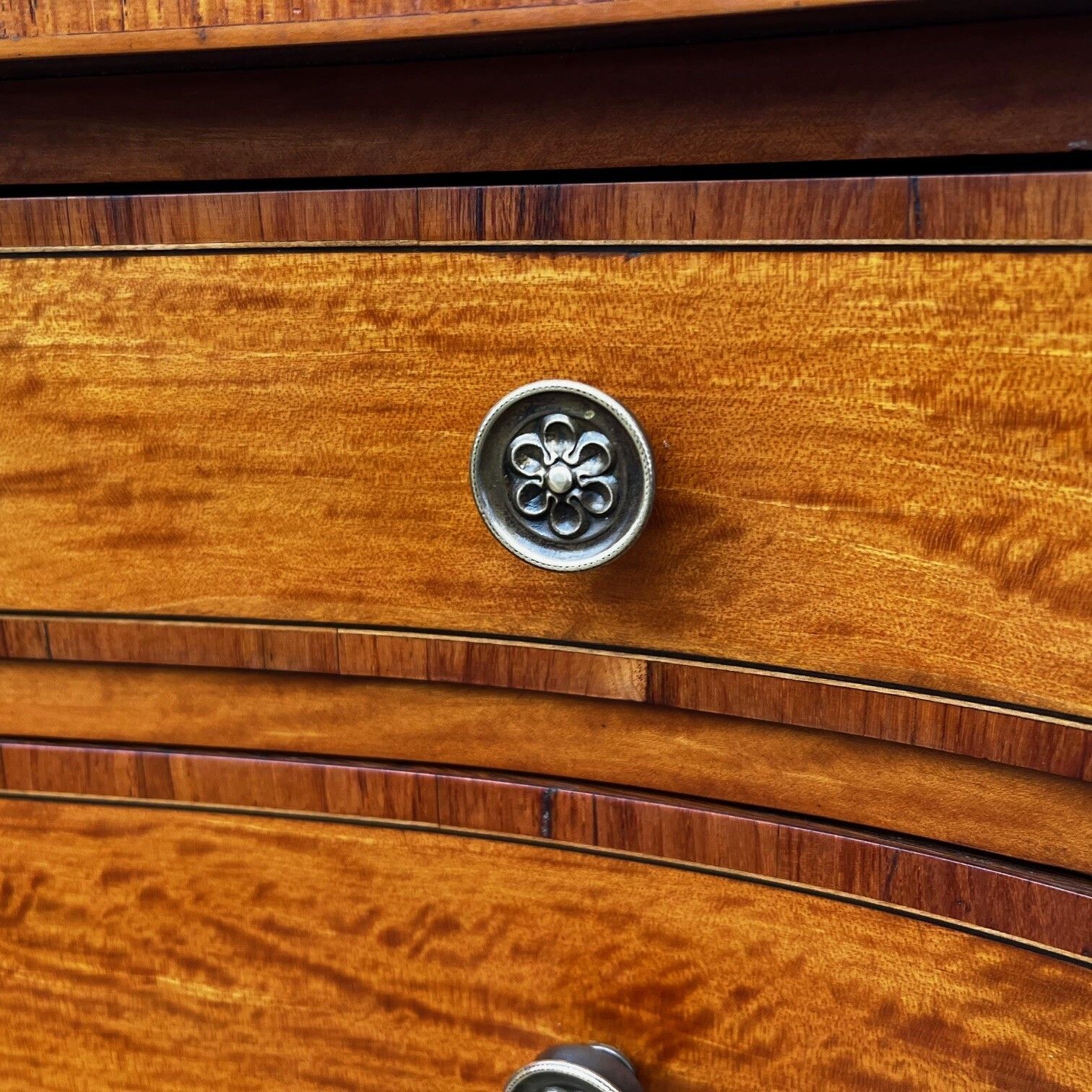 A Beautiful Sheraton Revival Satinwood Display Cabinet. photo for sale