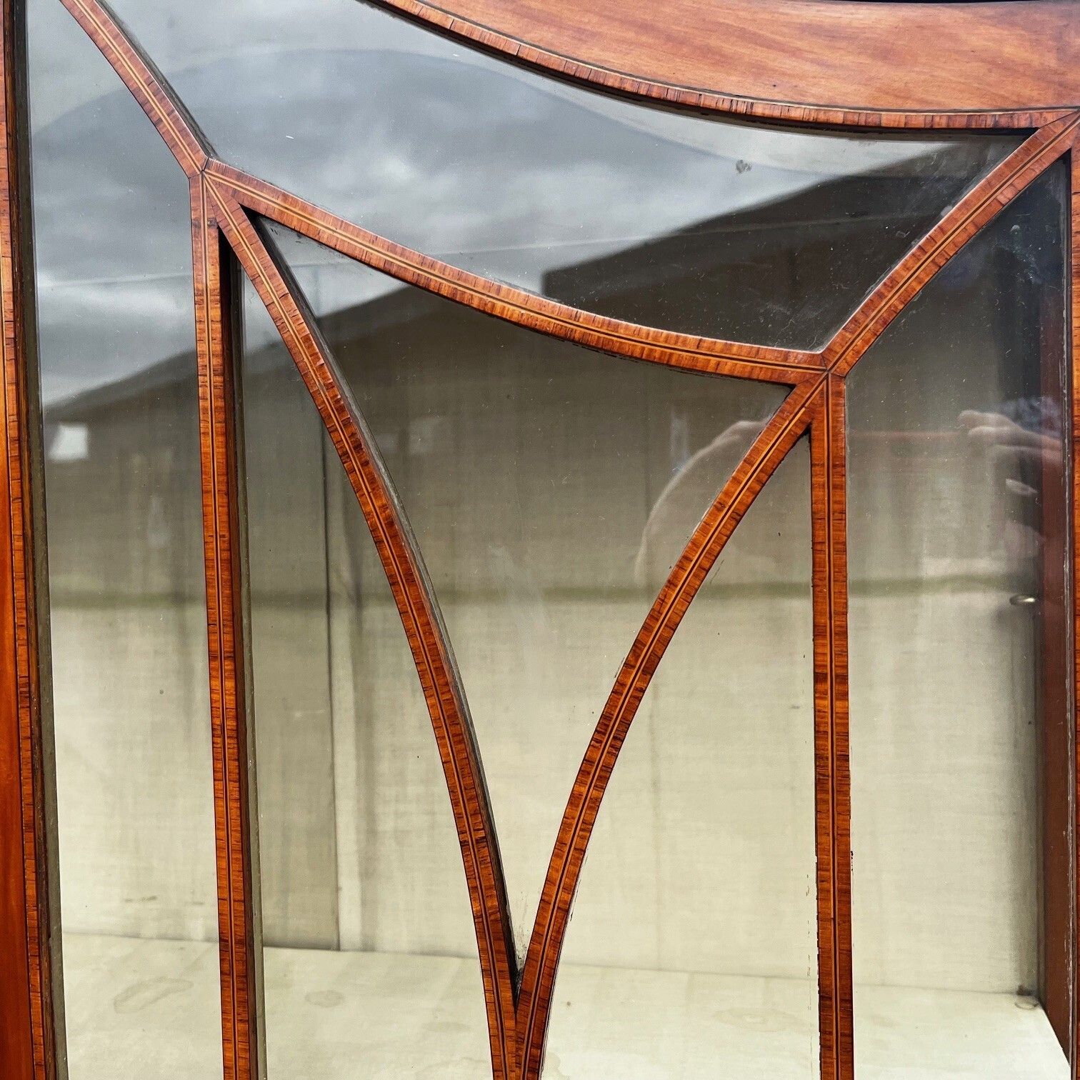 A Beautiful Sheraton Revival Satinwood Display Cabinet. photo vinterior