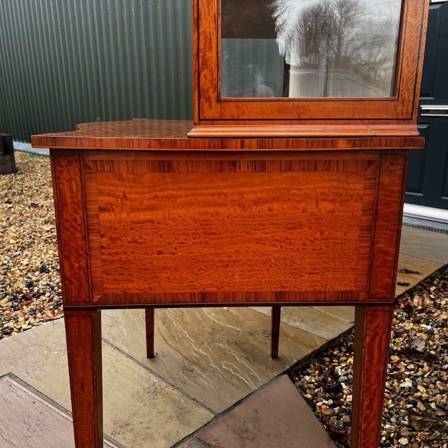 photo for sale A Beautiful Sheraton Revival Satinwood Display Cabinet.