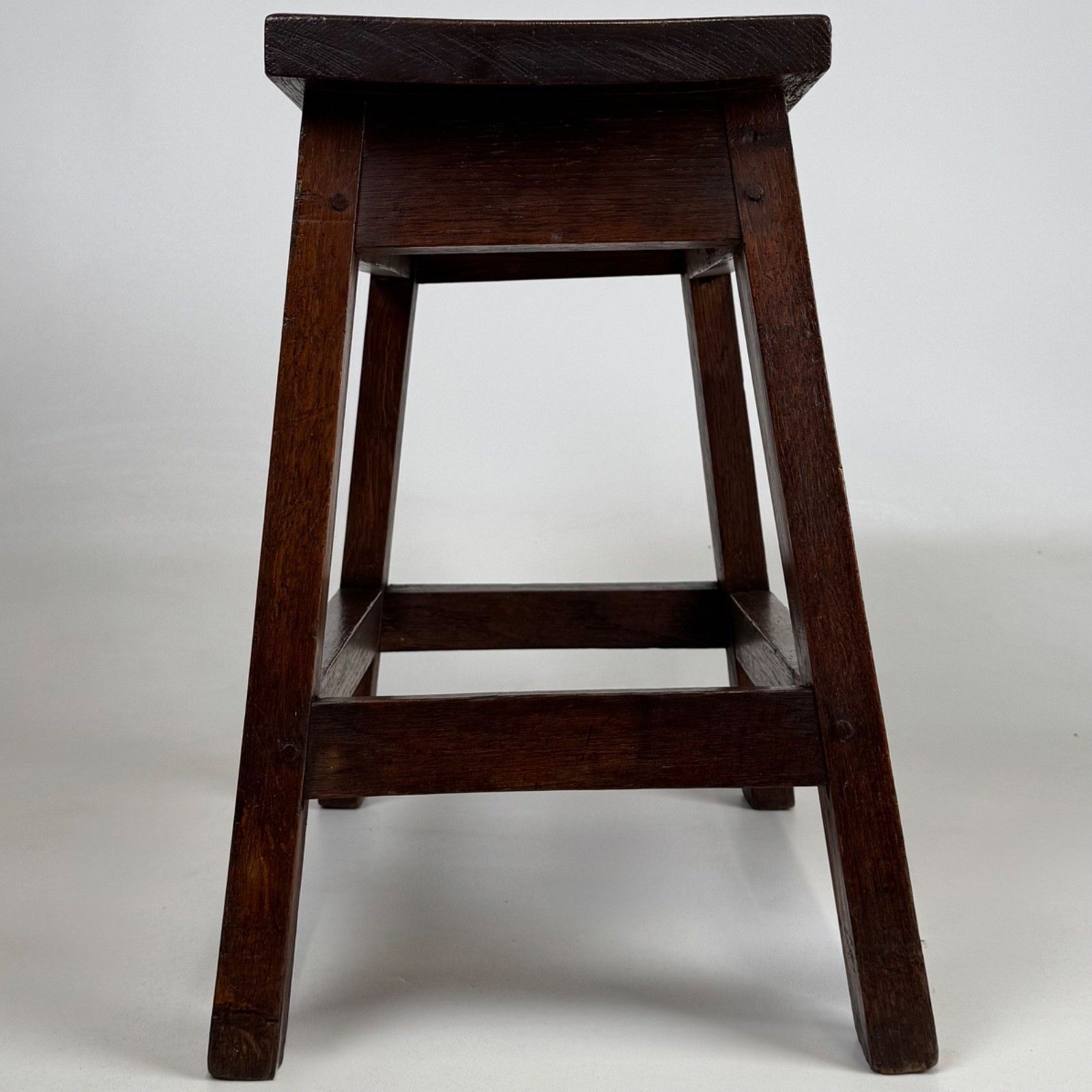 Antique 20th Century Fine Quality Joint Oak Stool With Carving photo for sale