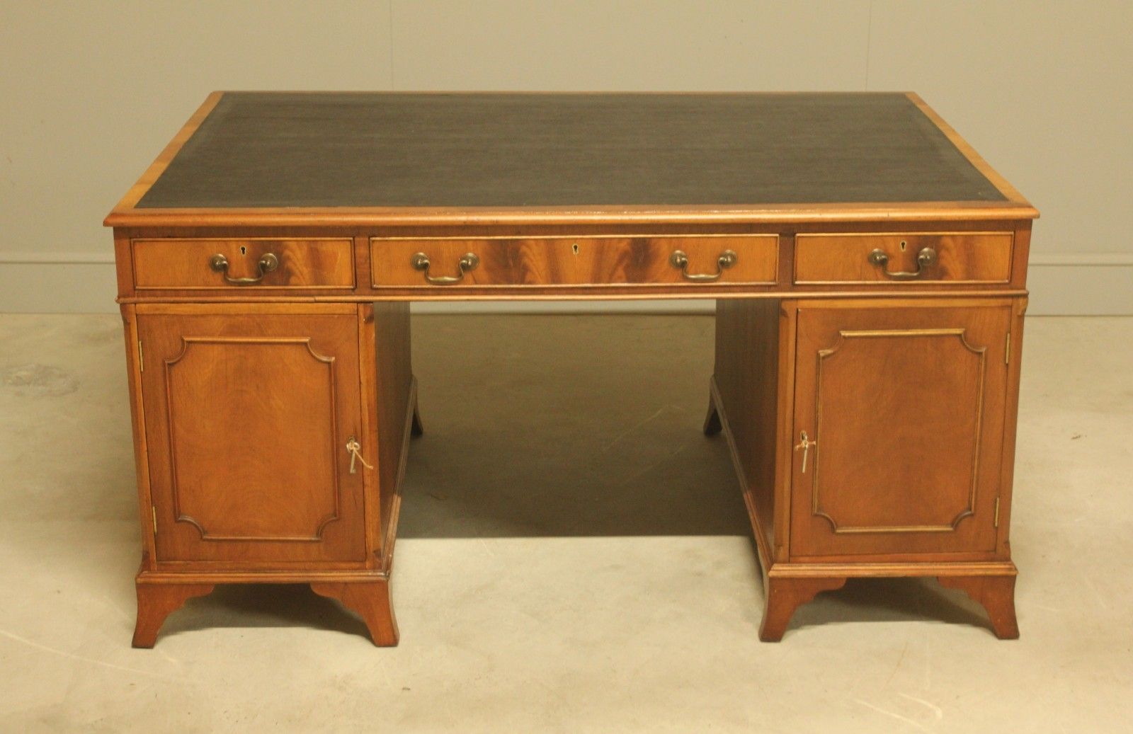 An Early 20th Century Curl Mahogany Partners Desk photo vintage