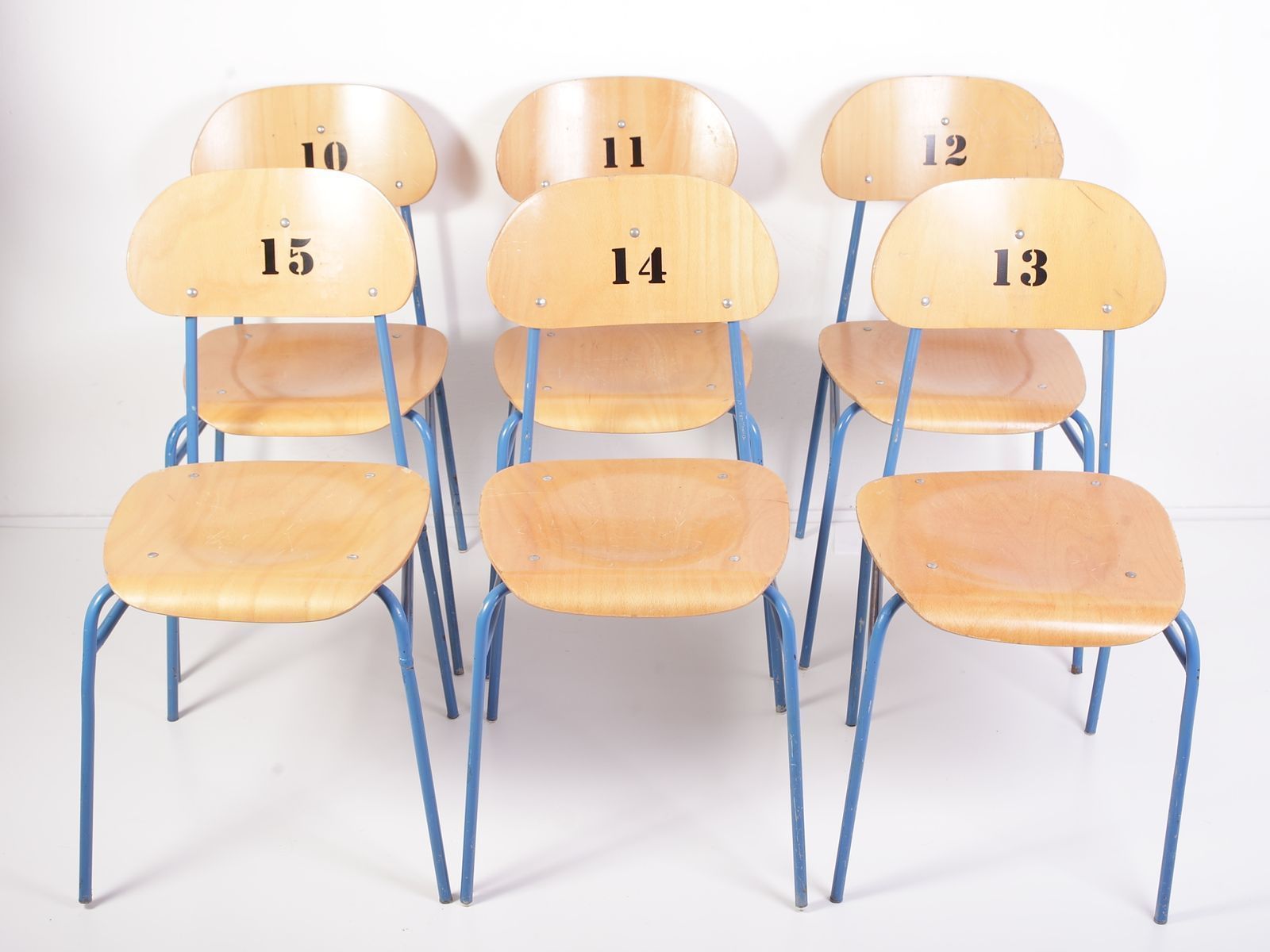 Vintage Schoolstoelen, Set Van 6