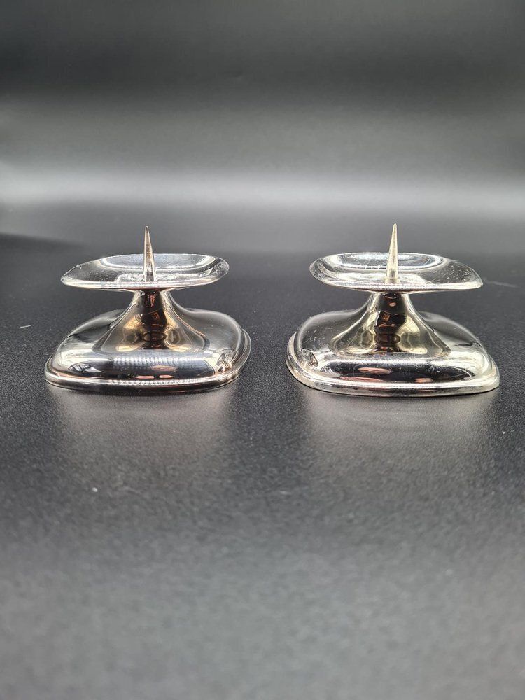 Mid Century Modern Candlesticks In Chrome Plated Metal From Wmf, 1950s 1960s, Set Of 2 photo 129.0