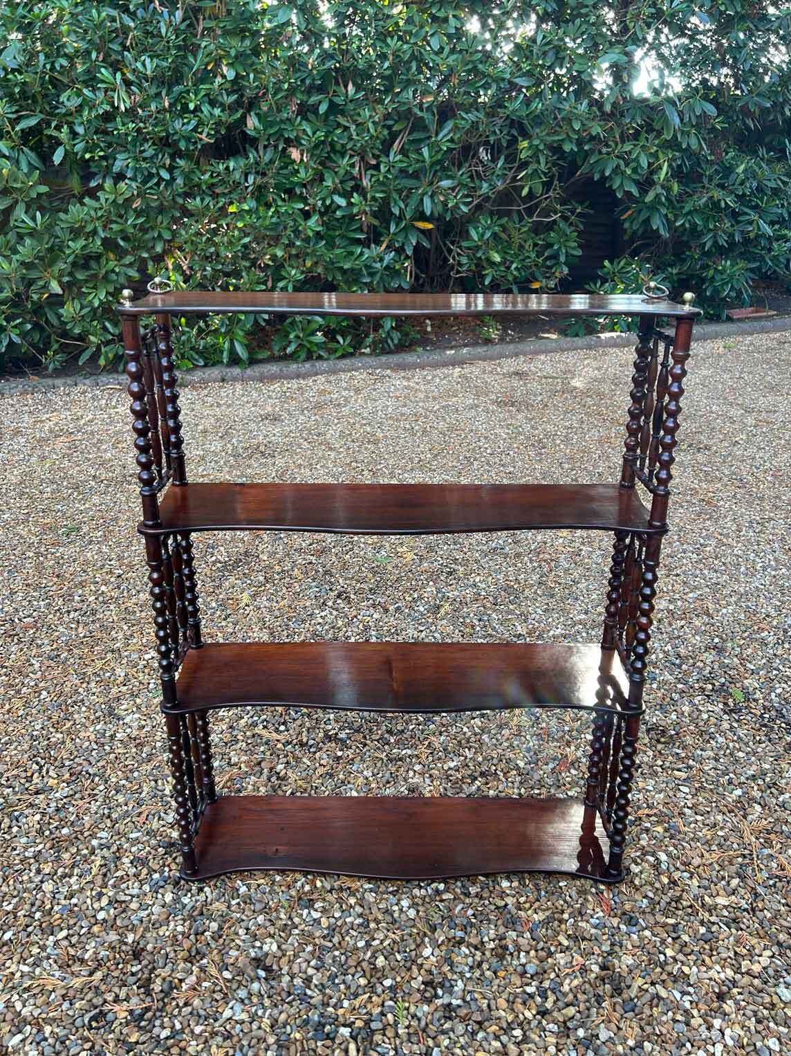 19th Century Victorian Rosewood Hanging Three Tier Book Shelf