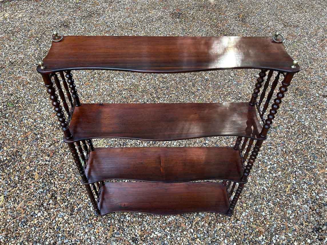 19th Century Victorian Rosewood Hanging Three Tier Book Shelf photo Furniture