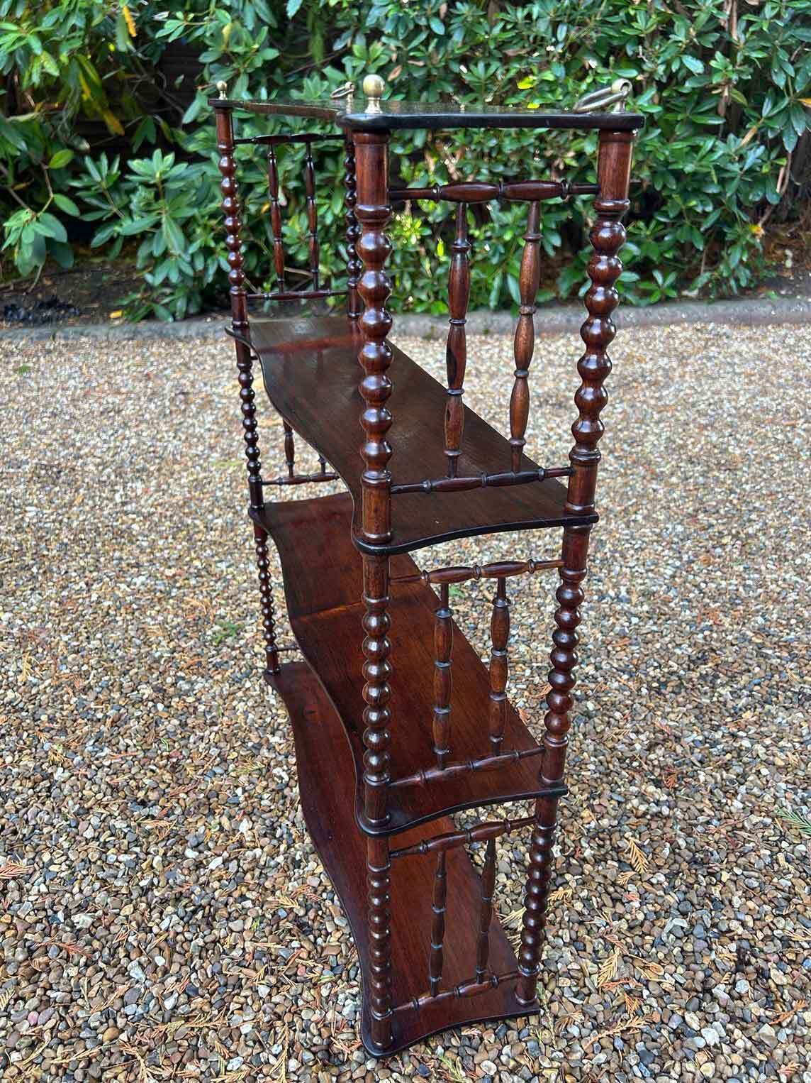 19th Century Victorian Rosewood Hanging Three Tier Book Shelf photo 850.0