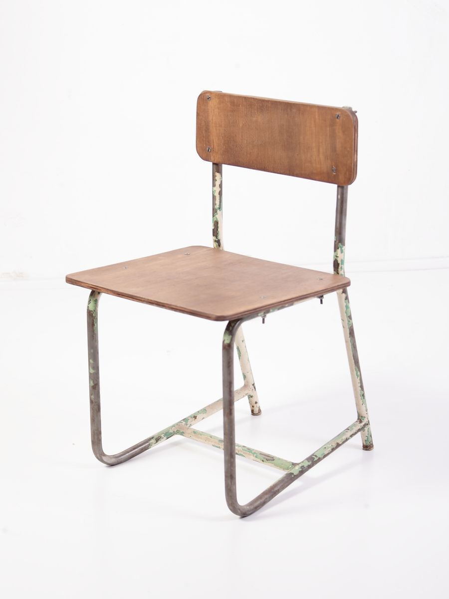 Vintage Schoolstoel Voor Kinderen, Multiplex En Staal, Jaren 1970