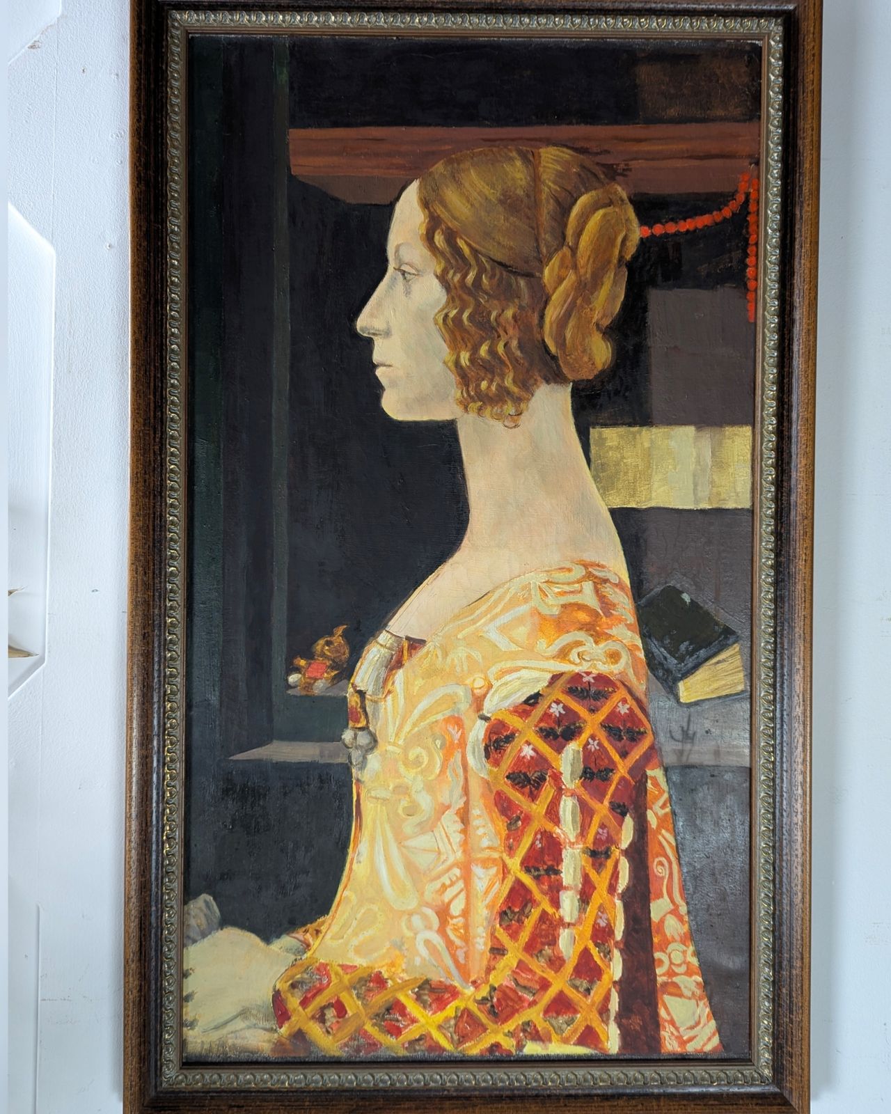 Vintage Oil On Canvas – Giovanna Degli Albizzi (After Ghirlandaio) photo furniture