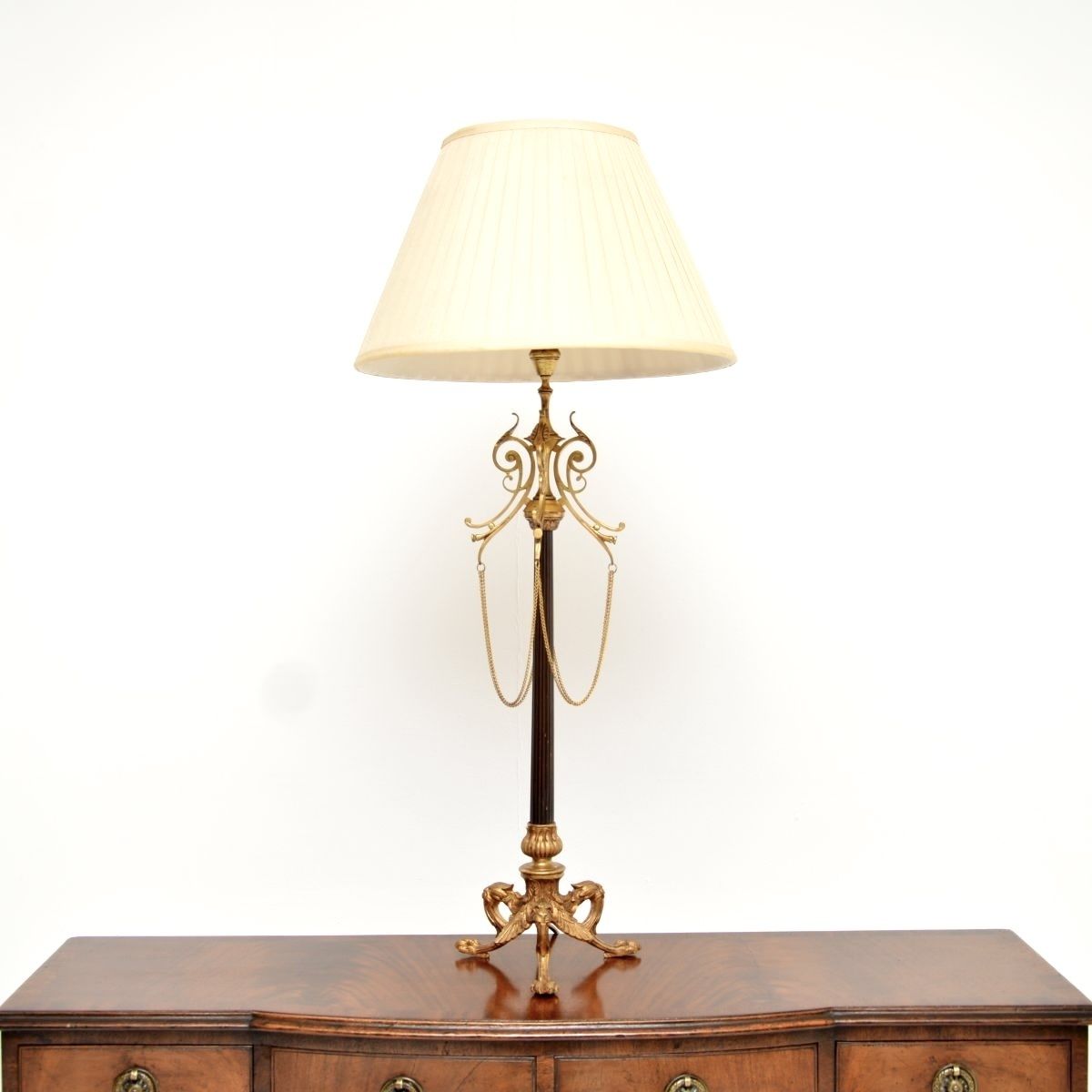 photo for sale Antique French Gilt Metal Table Lamp