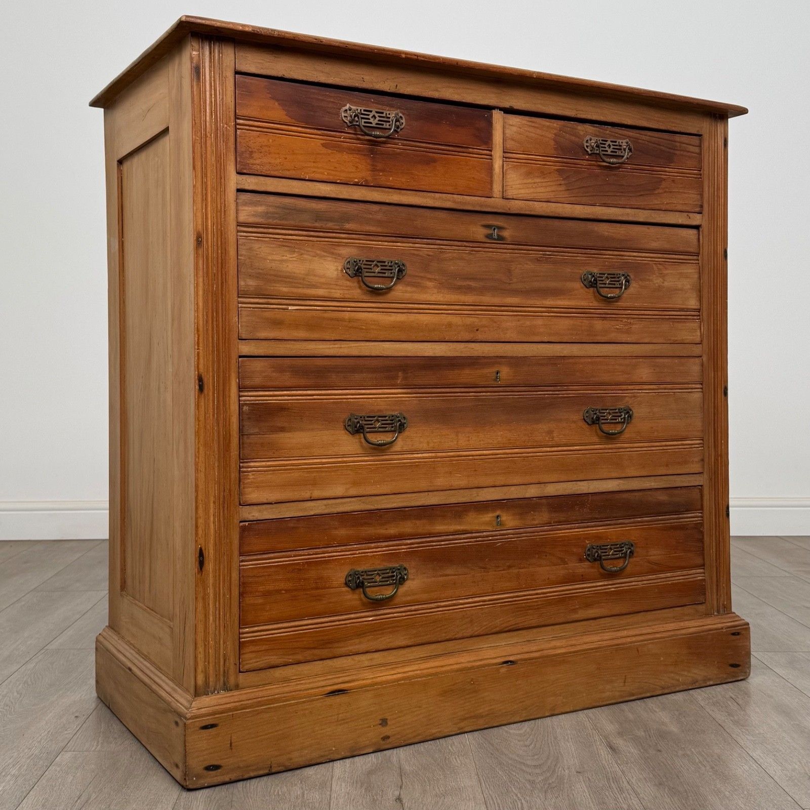 Antique 20th Century Rustic Satinwood Chest Of Drawers photo vintage