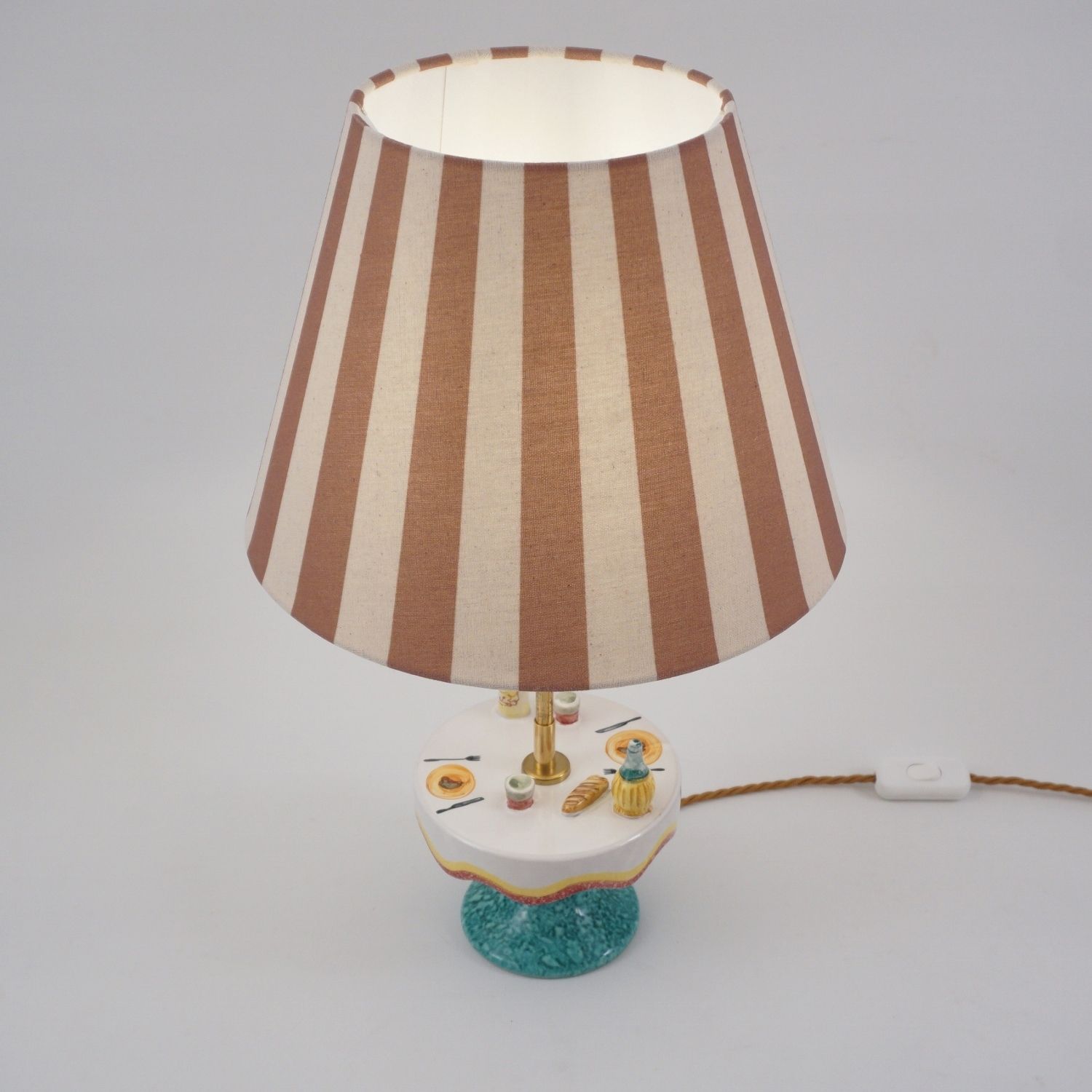 690.0 Vintage Mid Century Florentine Ceramic Table Lamp By Maf (Manifattura Artistica Fiorentina), 1950`s Ca, Italian   Rewired photo