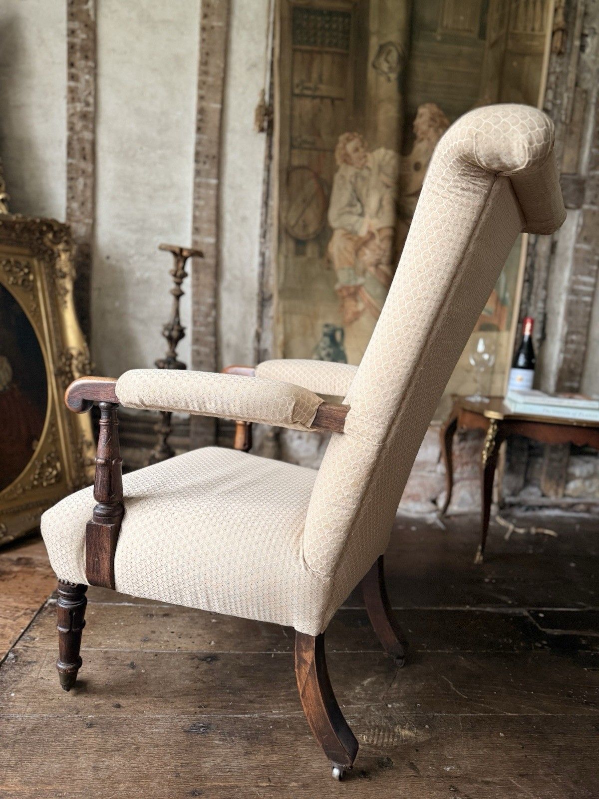 Antique William IV Rosewood Preux Deux Fireplace Libarary Reading Armchair Chair photo vinterior